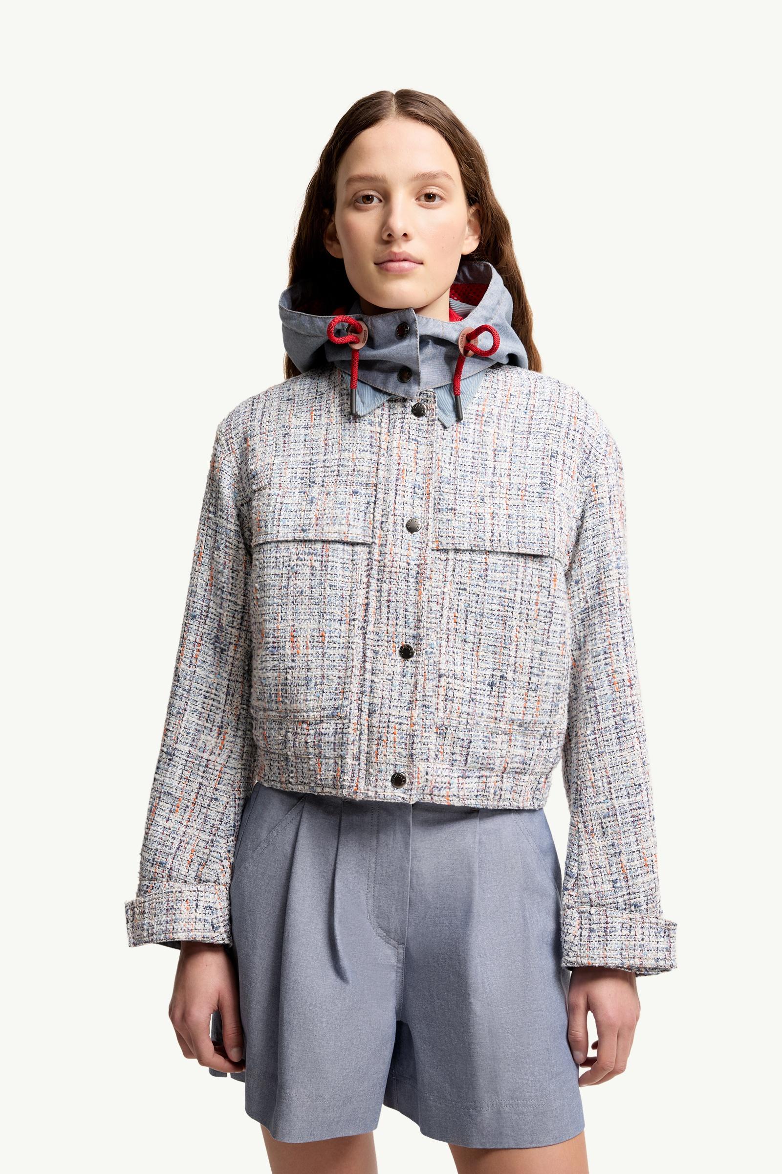 ジャケット・アウター Hooded Tweed Shell Down Jacket Sky Blue Termez Hooded Tweed Jacket - Lightweight Down Jackets for