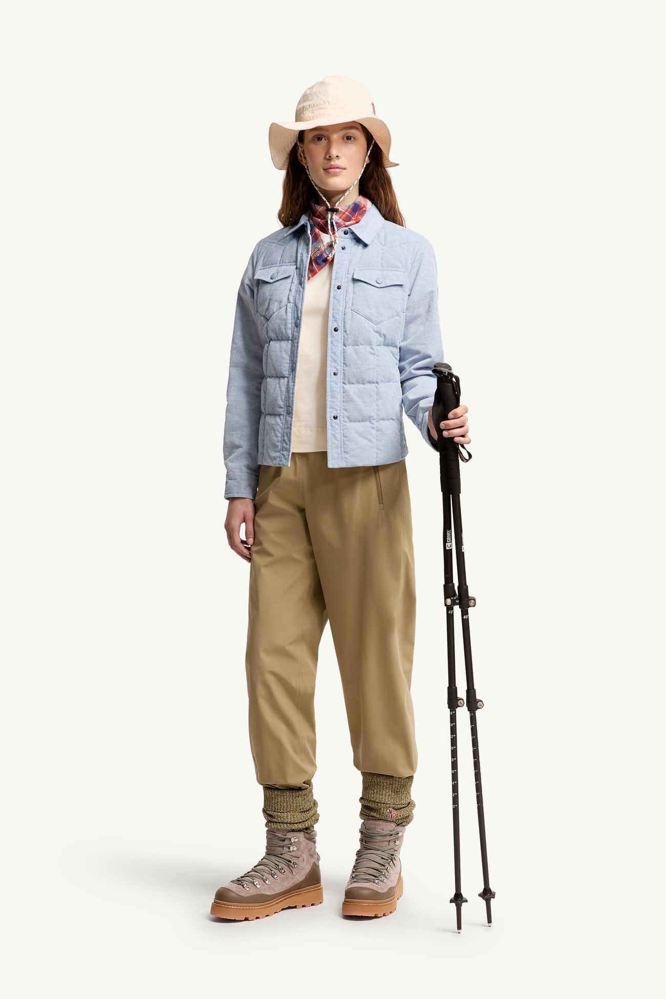 Nangy Corduroy Down Shirt Jacket Women Light Blue Moncler 0