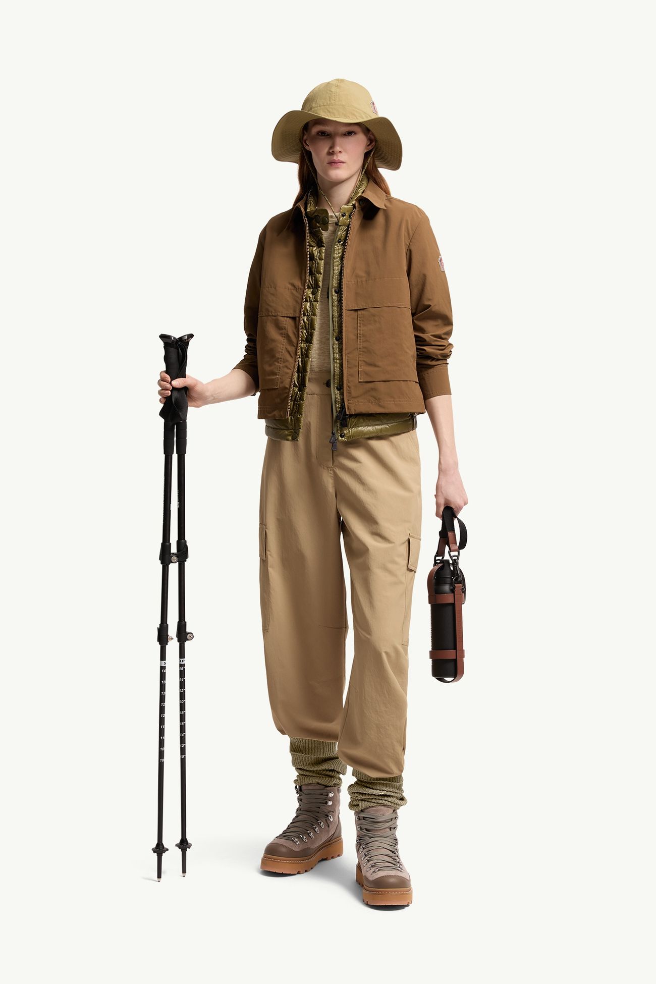 Pantalon en tissu froissé technique Femmes Beige Moncler 0