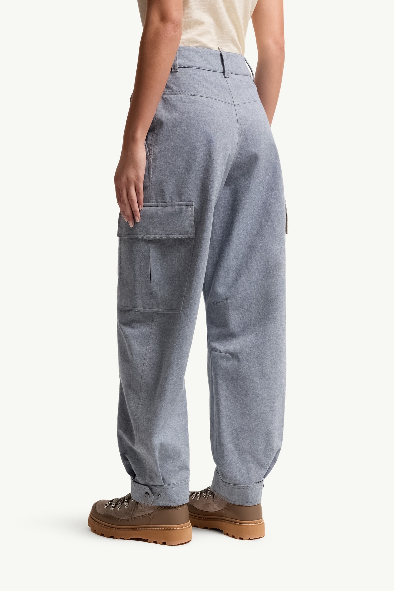 Chambray Trousers Women Light Blue Moncler 4