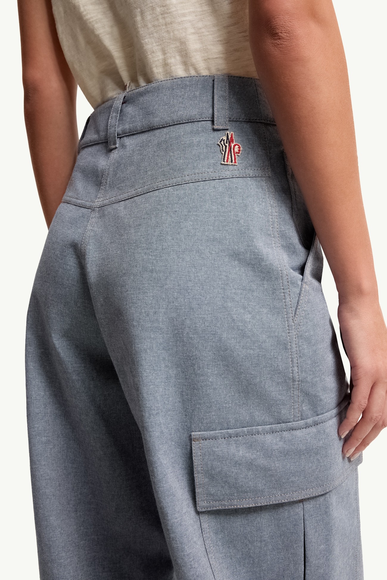 Chambray Trousers Women Light Blue Moncler 5