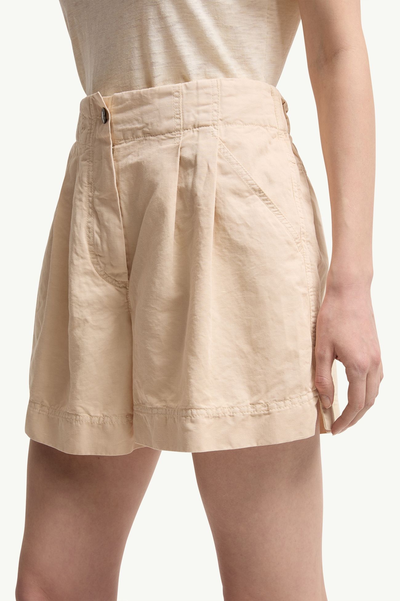 Cotton & Linen Blend Shorts Women Light Beige Moncler 1