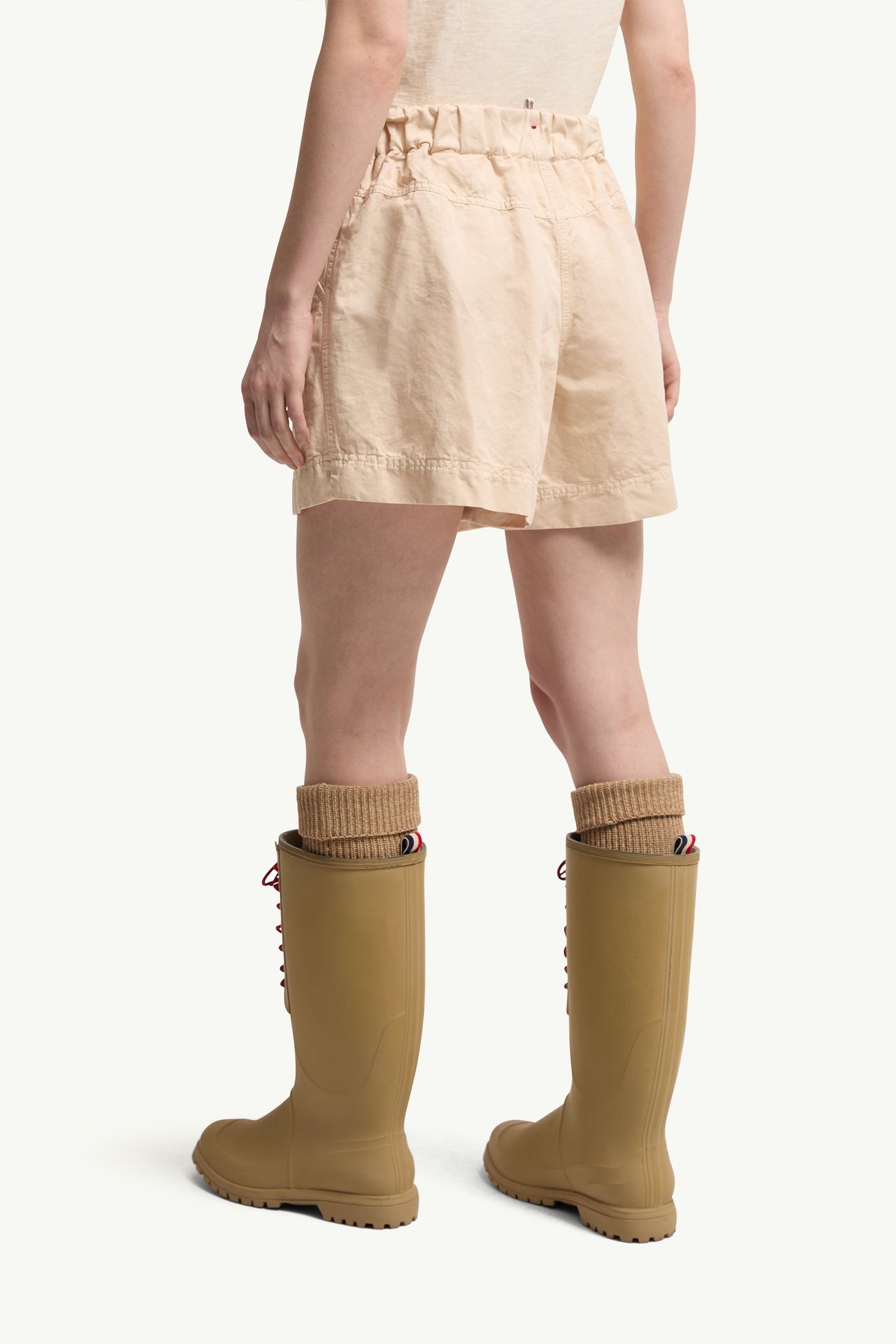 Shorts in misto cotone e lino Donna Beige Chiaro Moncler 4