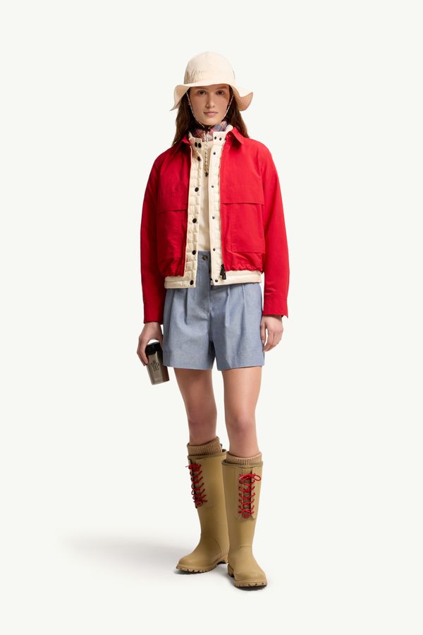 Camicia tecnica in froissé a maniche lunghe Donna Rosso Moncler 0