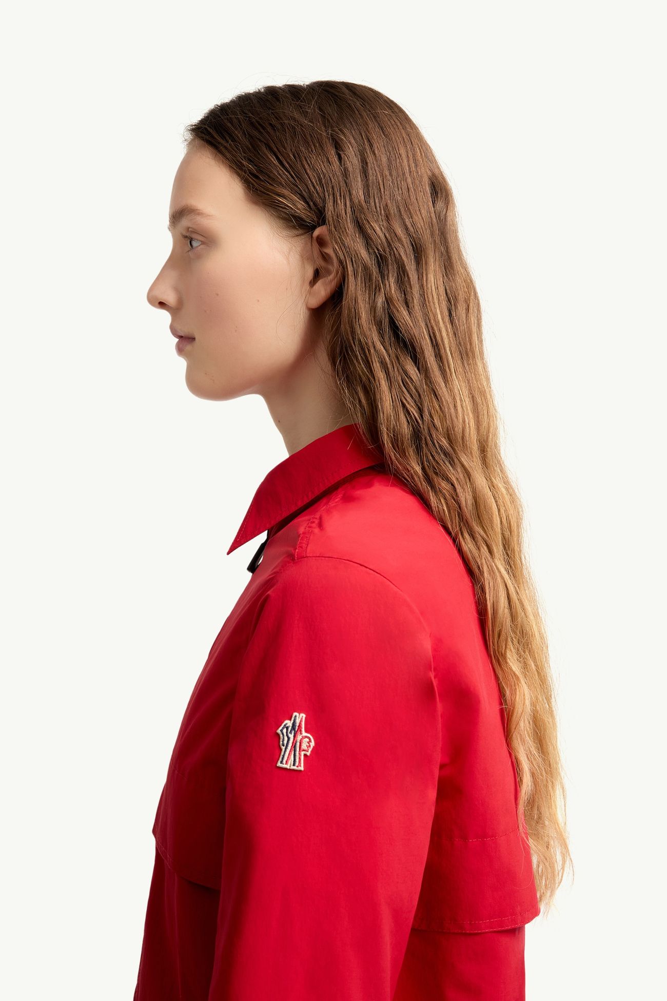 Langarmhemd aus technischem Froissé Damen Rot Moncler 1