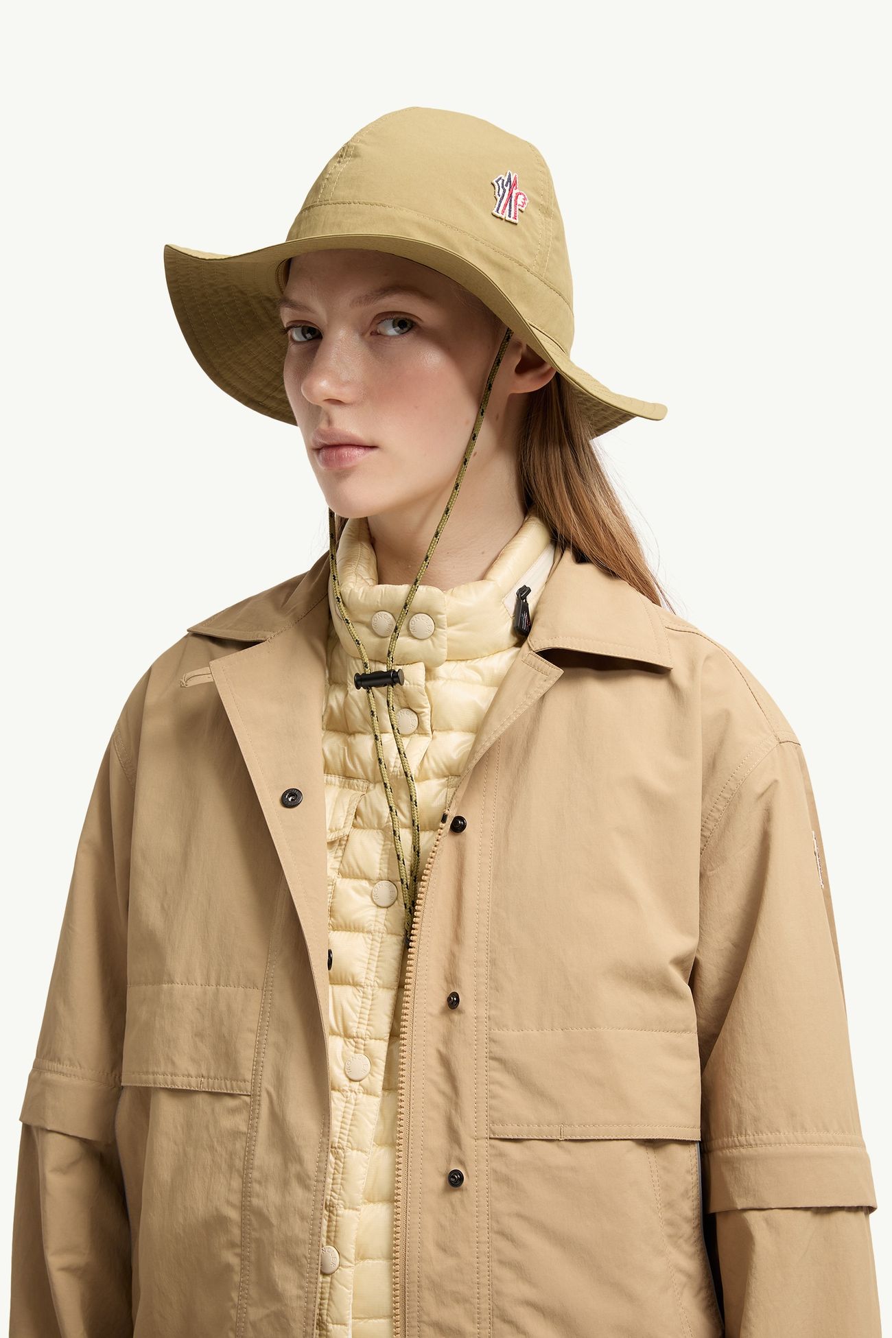 Wide Brim Bucket Hat Women Khaki Moncler 1