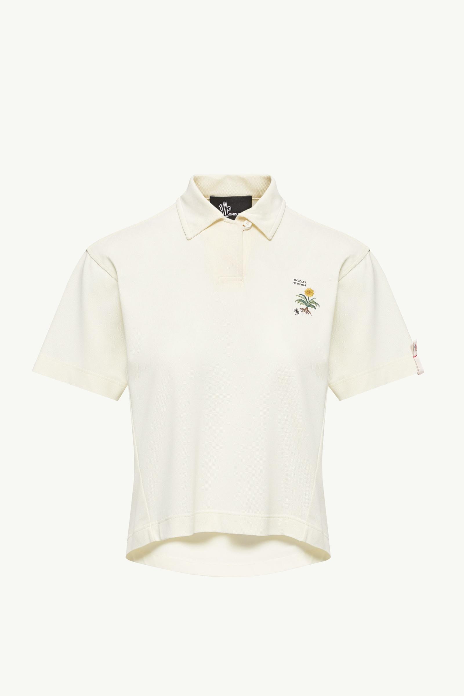 Embroidered Botanical Motif Polo Shirt Women White Moncler, 1 of 0