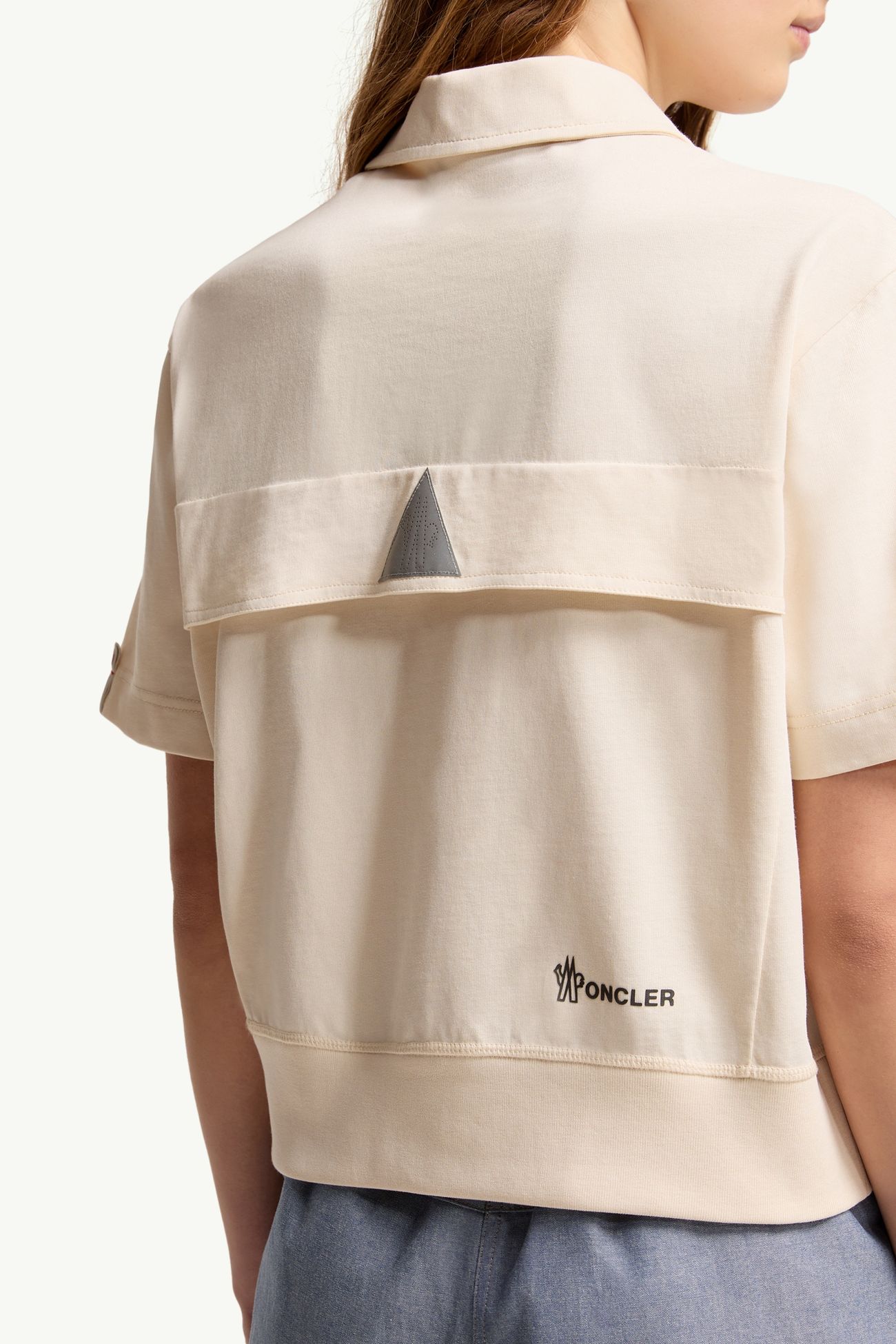 Logo Patch Cotton Polo Shirt Women White Moncler 5