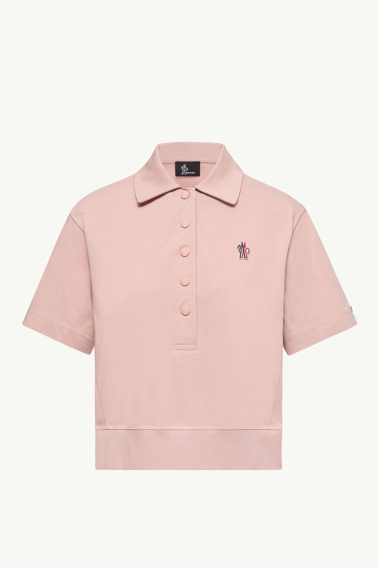 Logo Patch Cotton Polo Shirt Women Pink Moncler 2