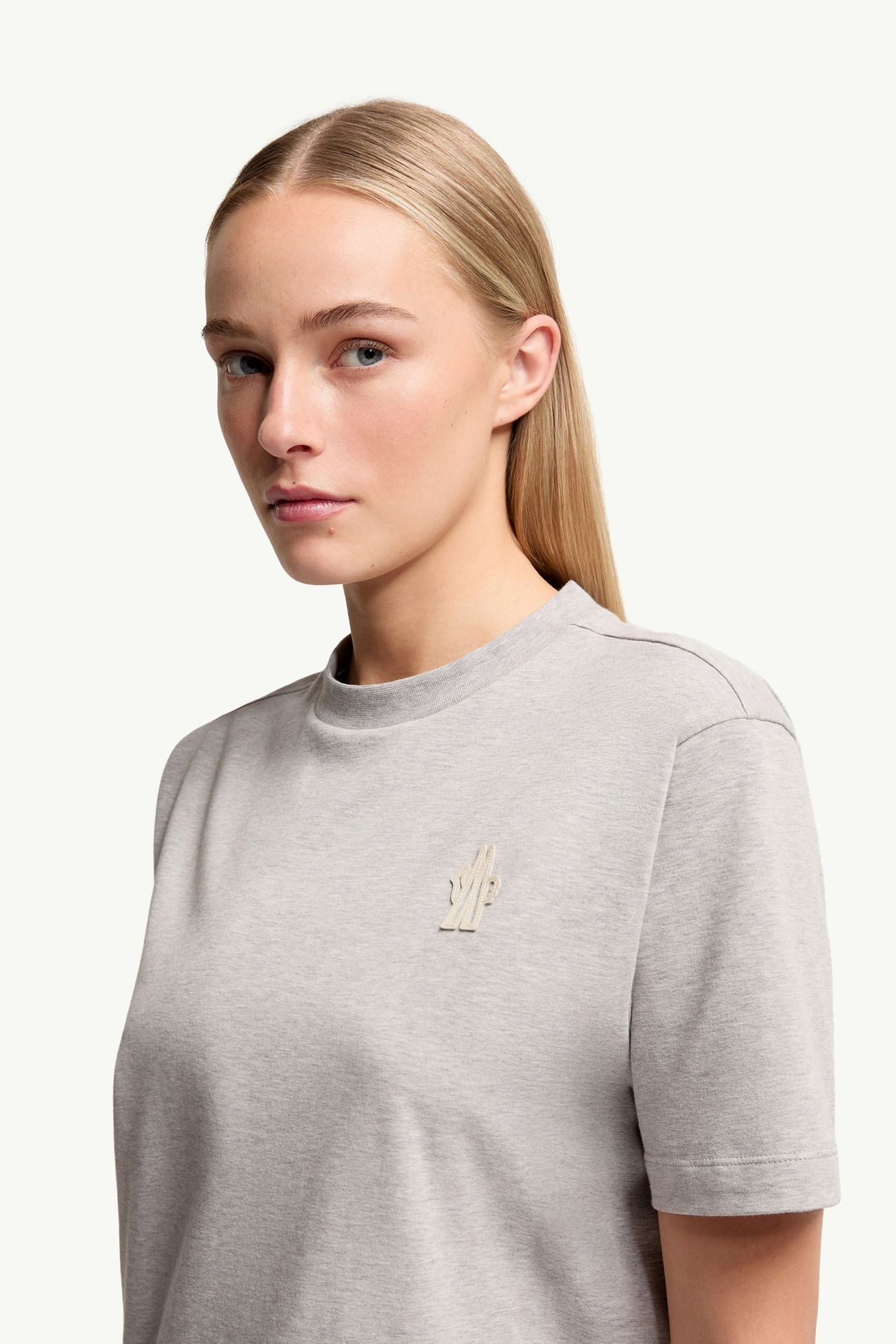 T-Shirt aus  Baumwollmischung mit Logoaufnäher (3er-Pack) Damen Weiss & Schwarz & Grau Moncler 1