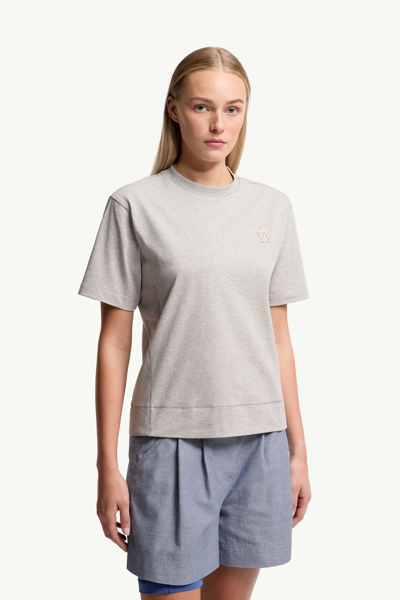 T-Shirt aus  Baumwollmischung mit Logoaufnäher (3er-Pack) Damen Weiss & Schwarz & Grau Moncler 3