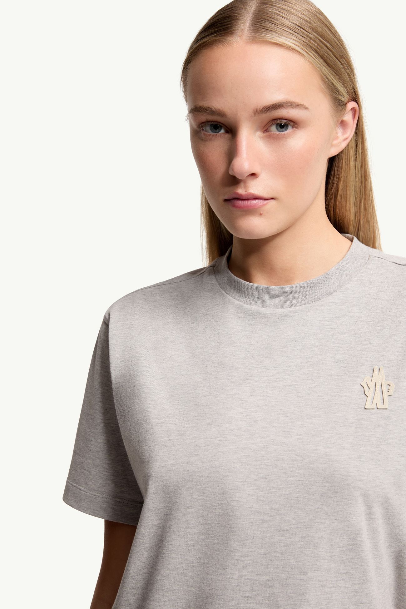 Logo Patch Cotton Blend T-Shirt (Three Pack) Women White & Black & Gray Moncler 5