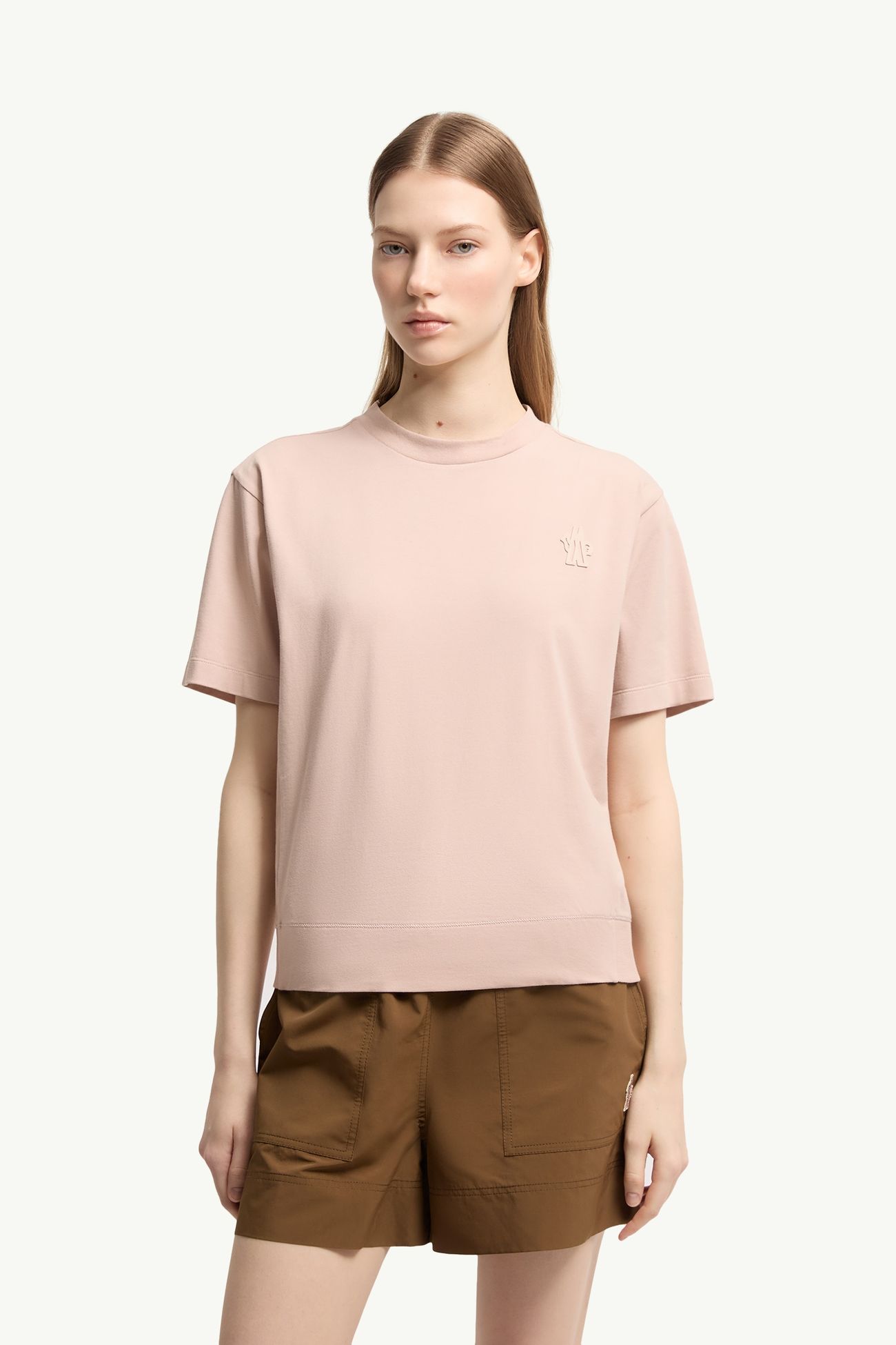 Logo Patch Cotton Blend T-Shirt (Three Pack) Women White & Pink & Beige Moncler 3