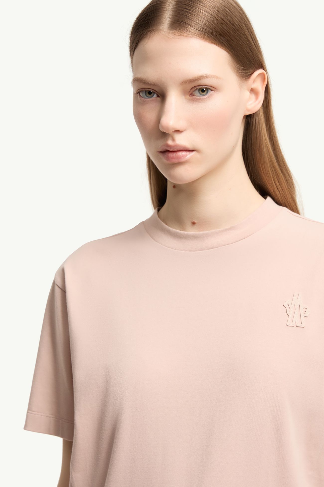 T-shirt in misto cotone con patch logato (set da 3) Donna Bianco & Rosa & Beige Moncler 5