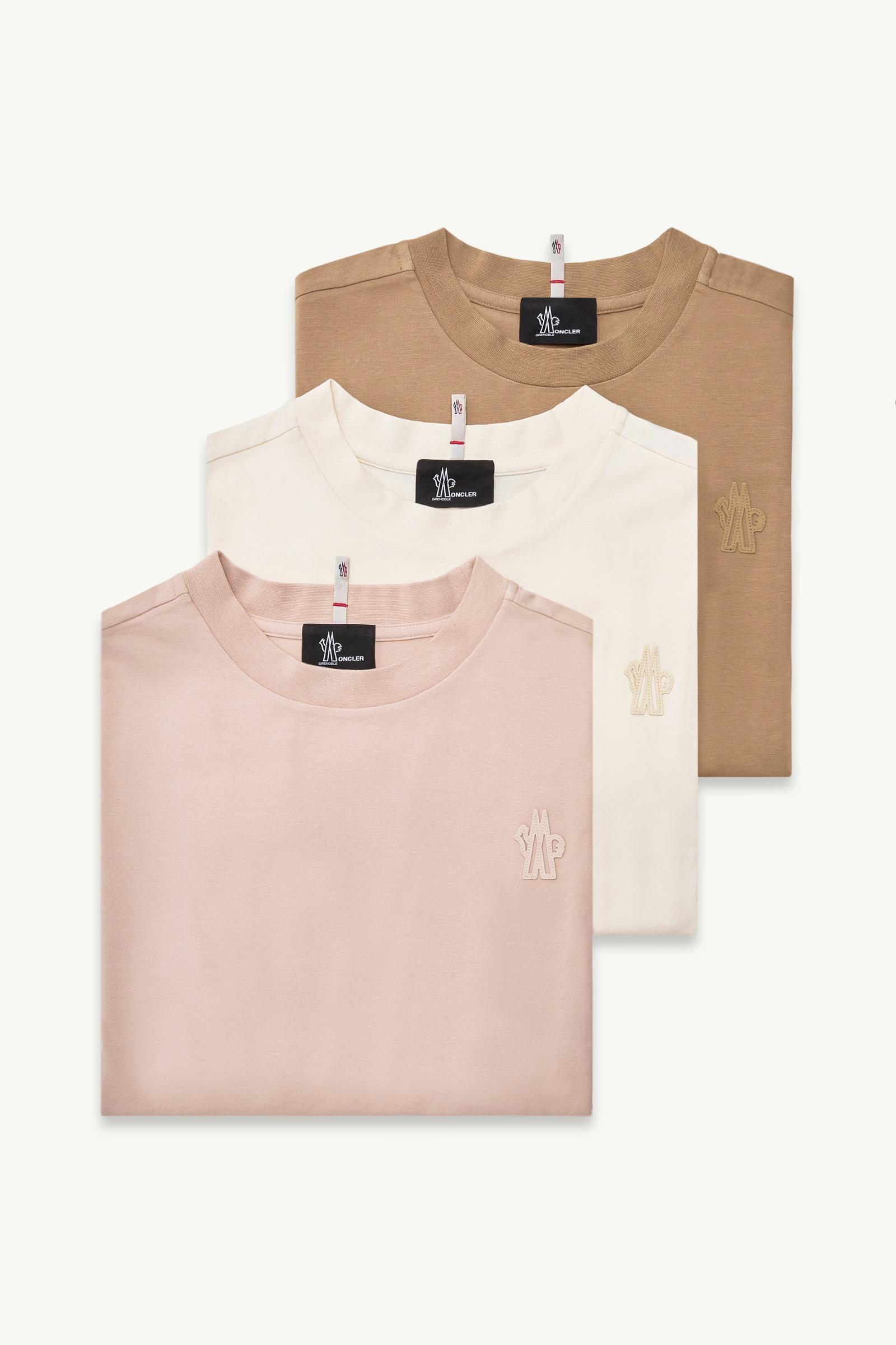 T-Shirt aus  Baumwollmischung mit Logoaufnäher (3er-Pack) Damen Weiss & Pink & Beige Moncler