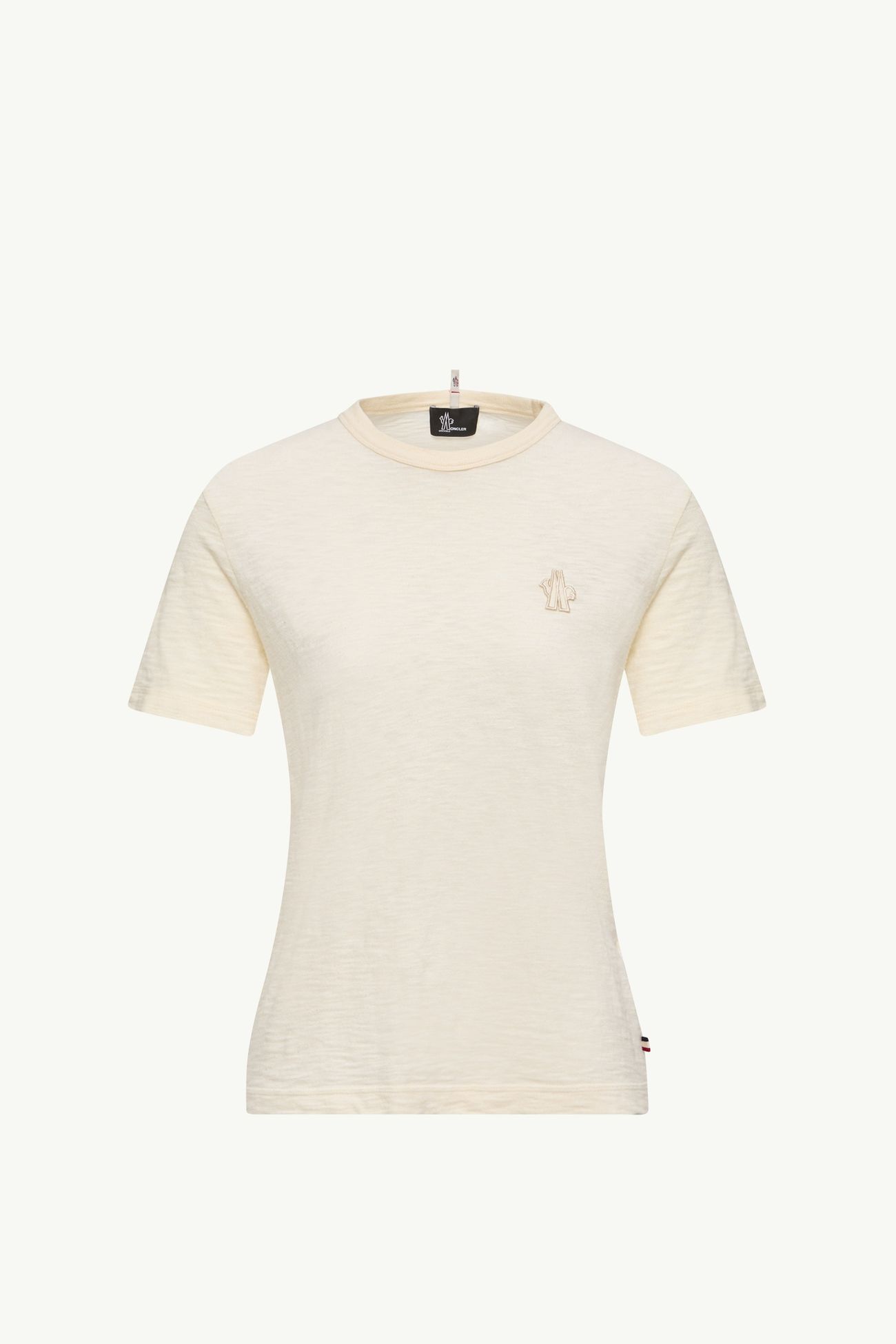 Logo Patch Cotton T-Shirt Women White Ivory Moncler 2
