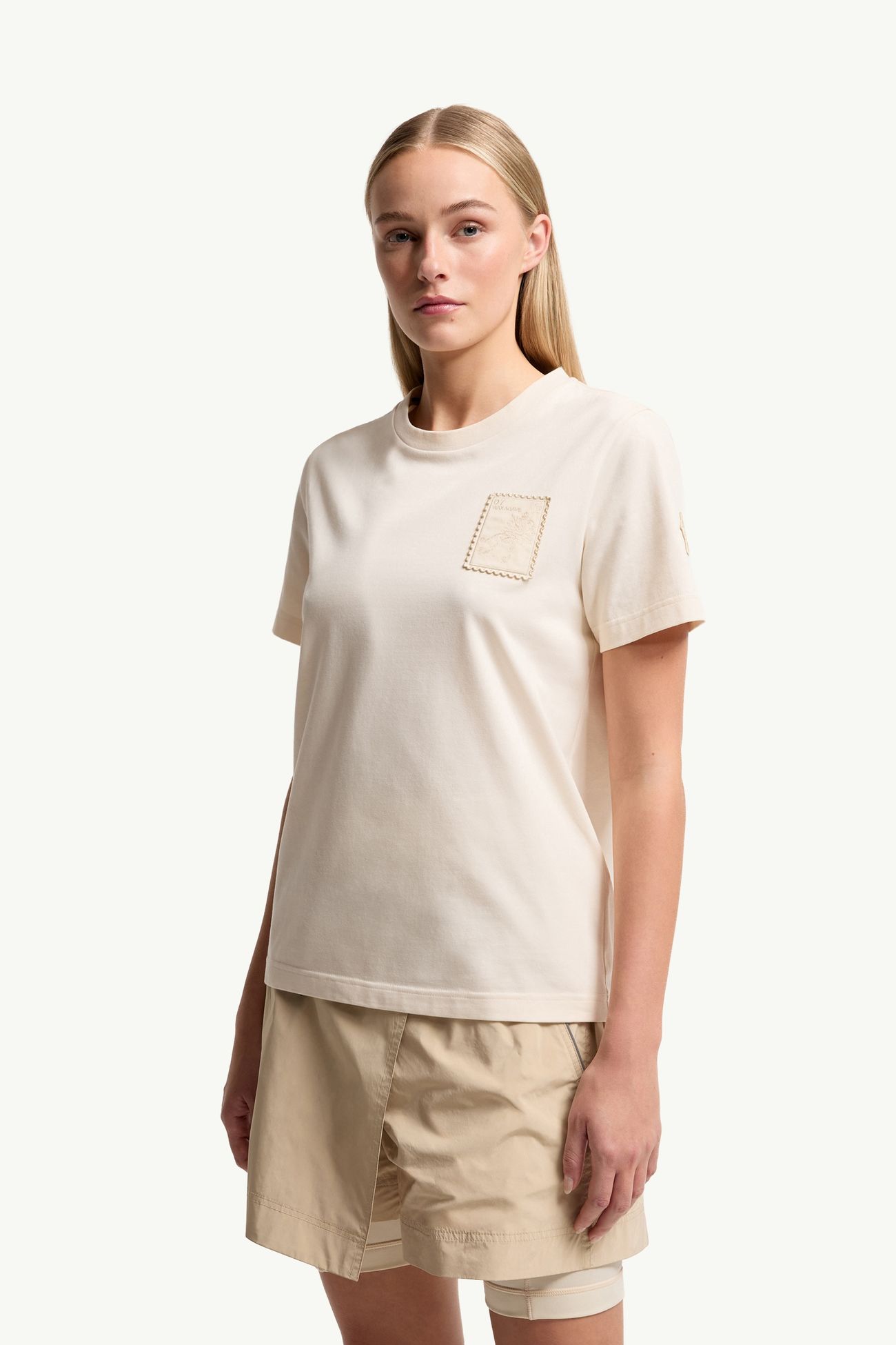 Botanical Patch Cotton Blend T-Shirt Women White Ivory Moncler 3