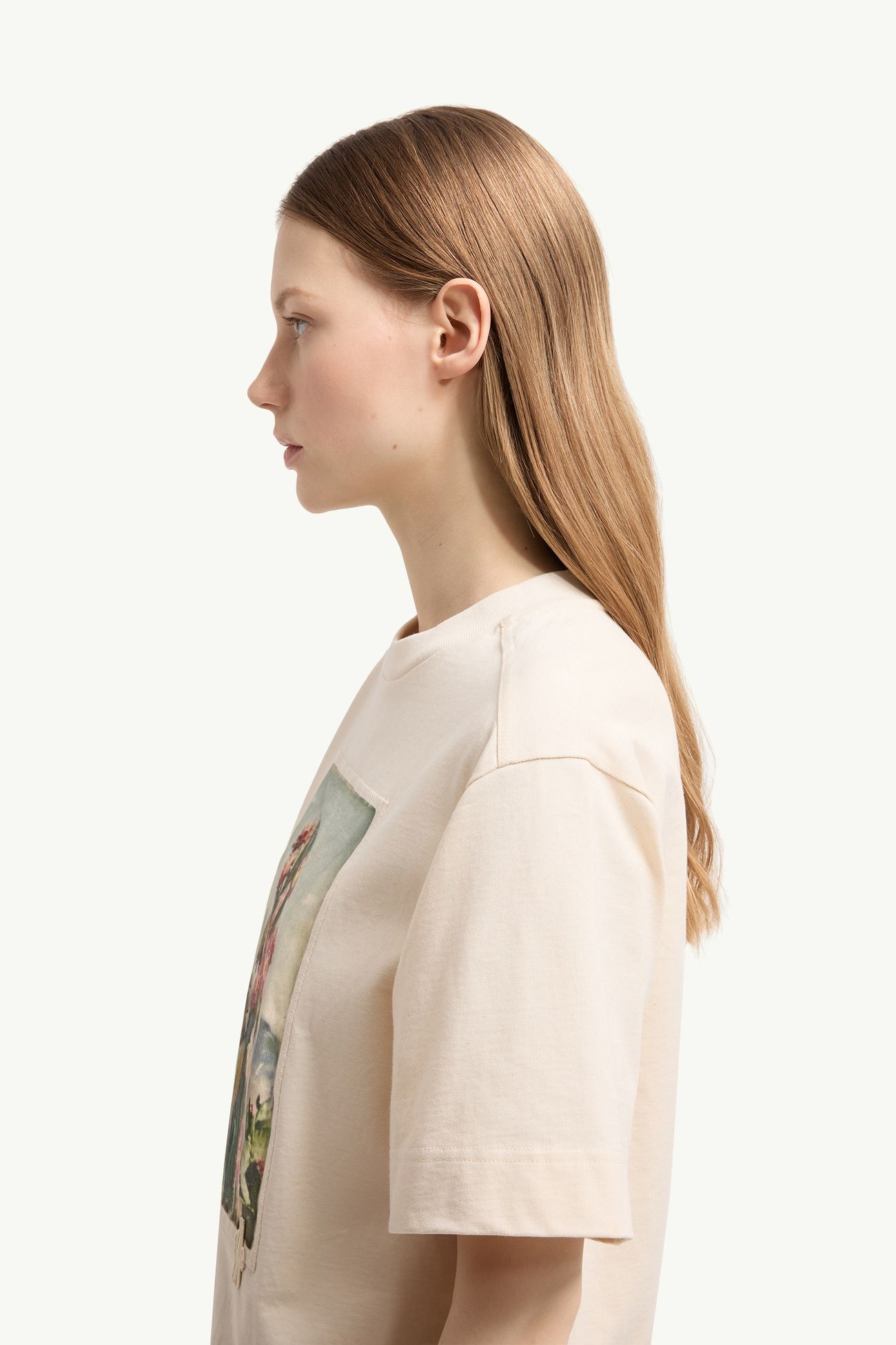 T-Shirt aus Baumwolle mit Landschaftsprint Damen Weiß Moncler 1