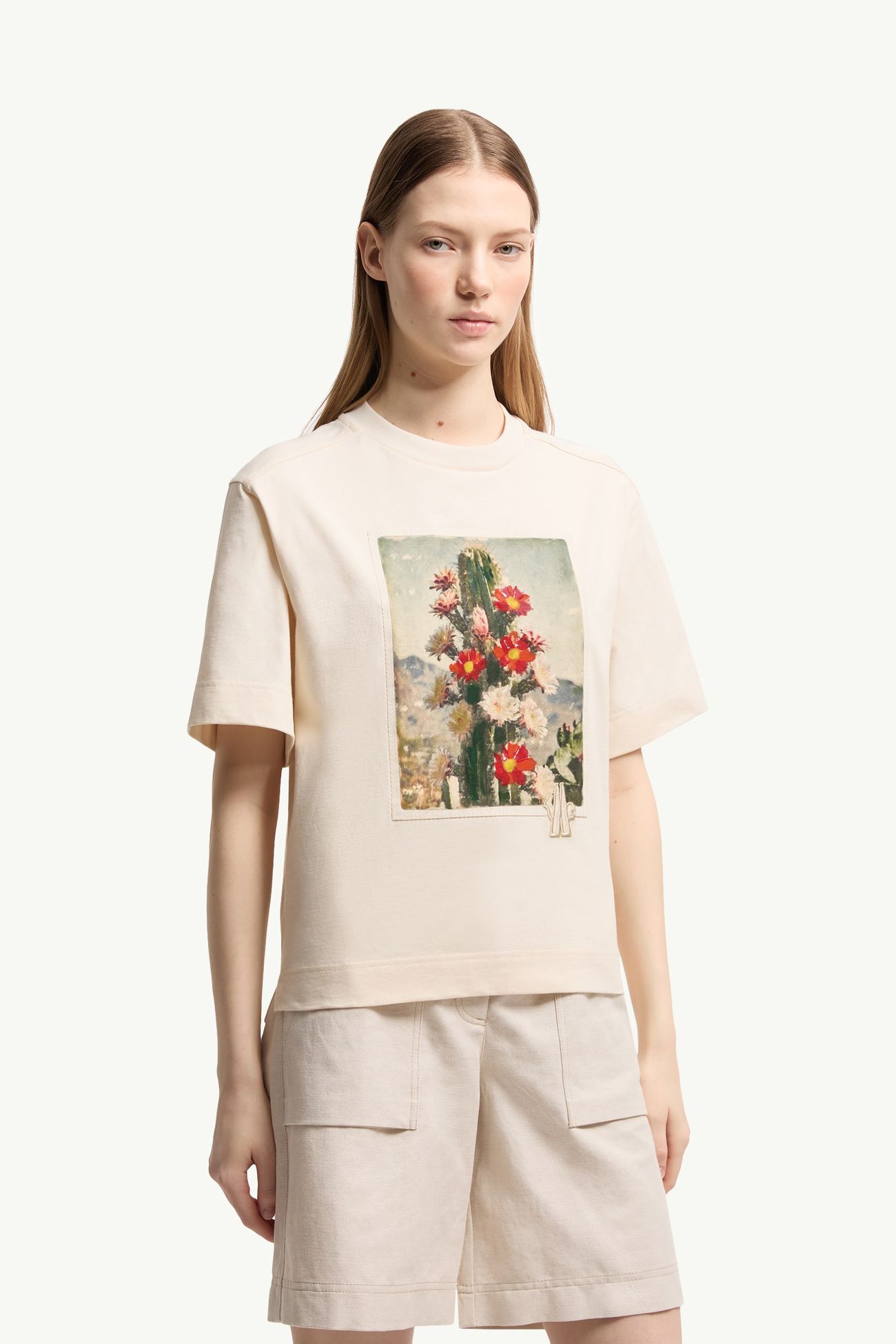 Landscape Print Cotton T-Shirt Women White Moncler 3