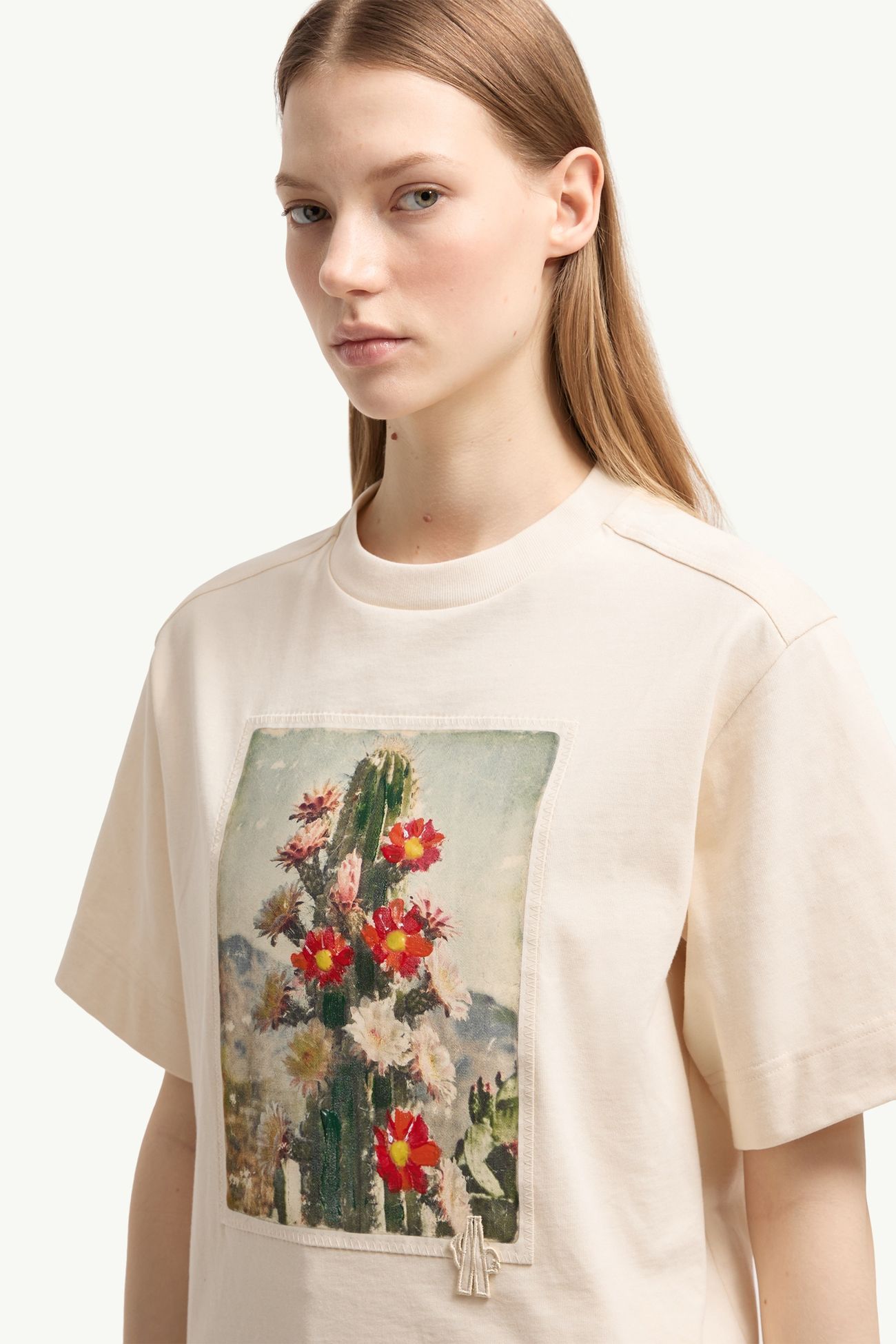 Camiseta de algodón con estampado de paisaje Mujer Blanco Moncler 5