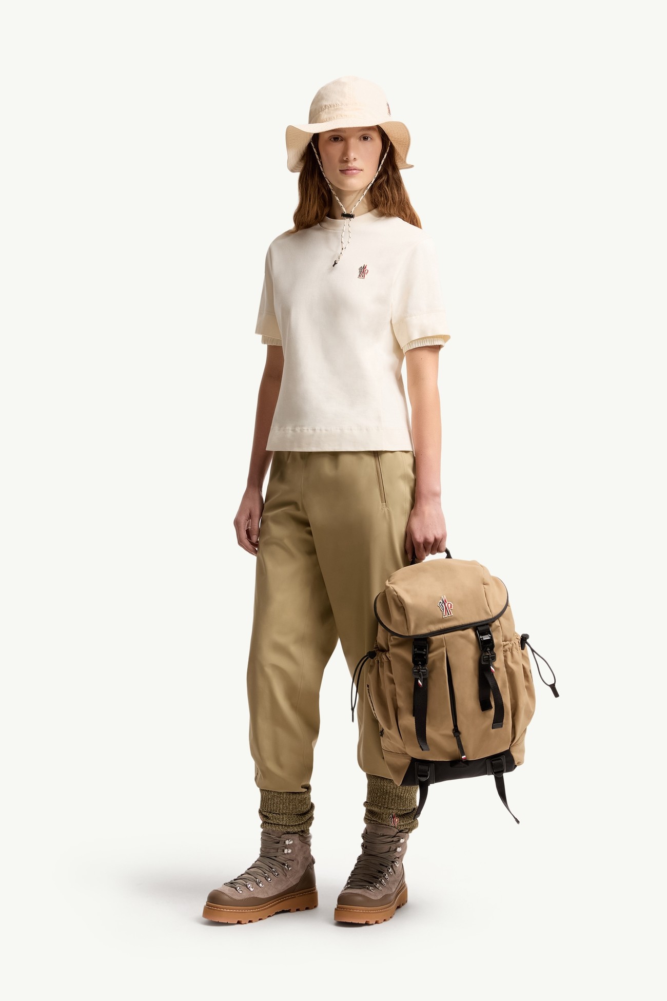 Logo Patch Cotton Blend T-Shirt Women White Moncler 0