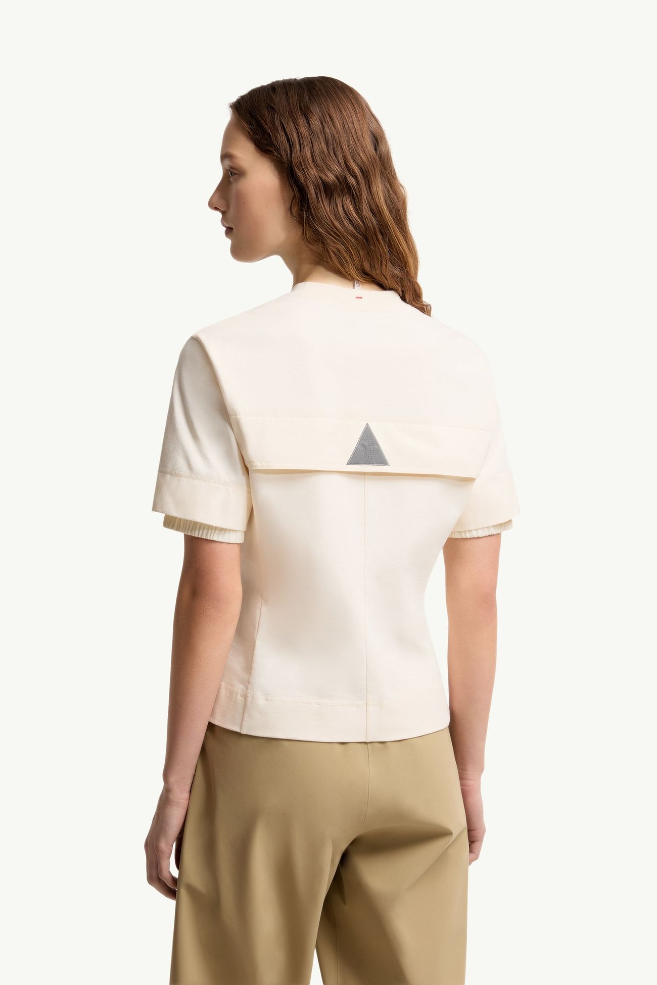 Camiseta de mezcla de algodón con parche con logotipo Mujer Blanco Moncler 4