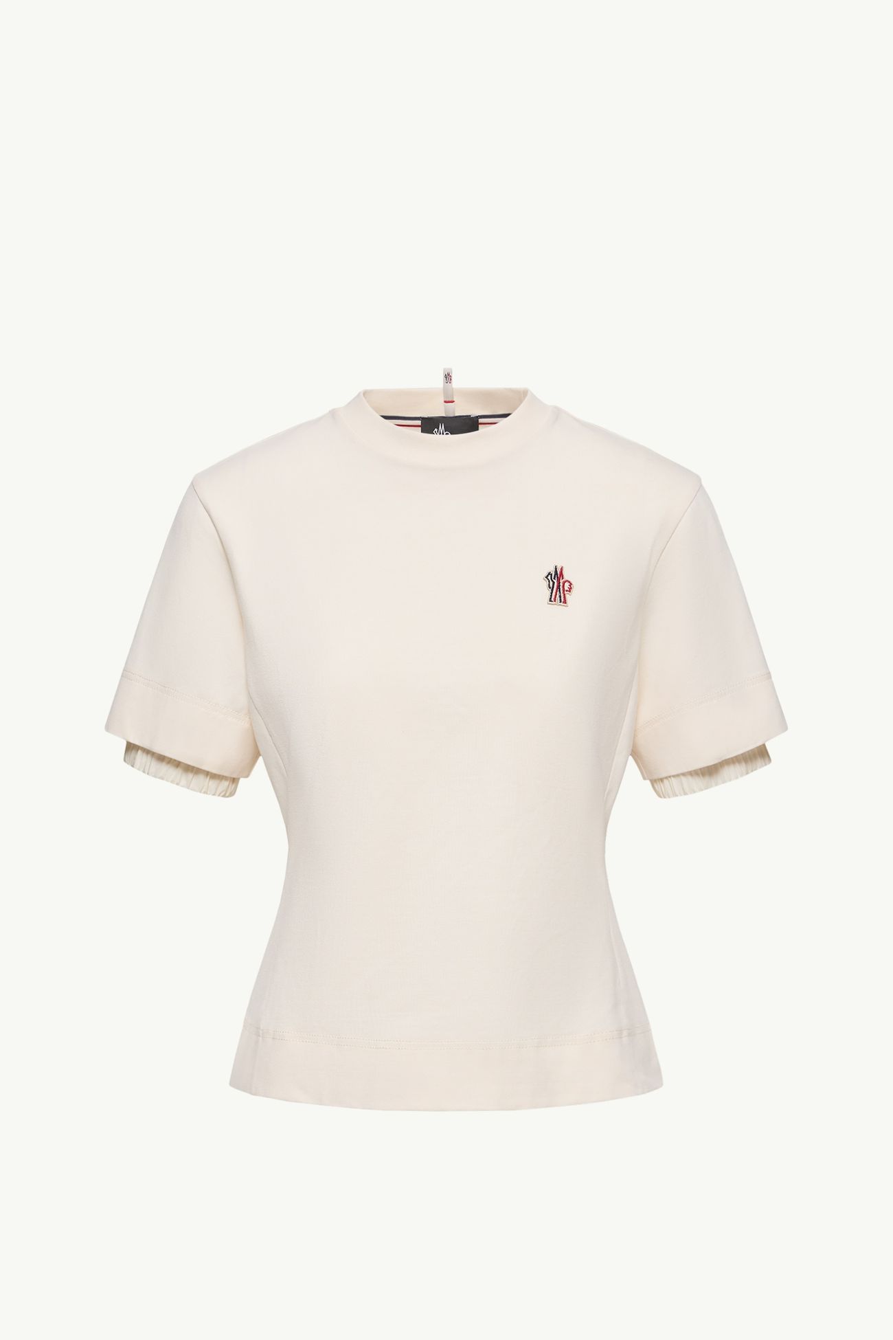 T-Shirt aus Baumwollmischung mit Logoaufnäher Damen Weiß Moncler 2