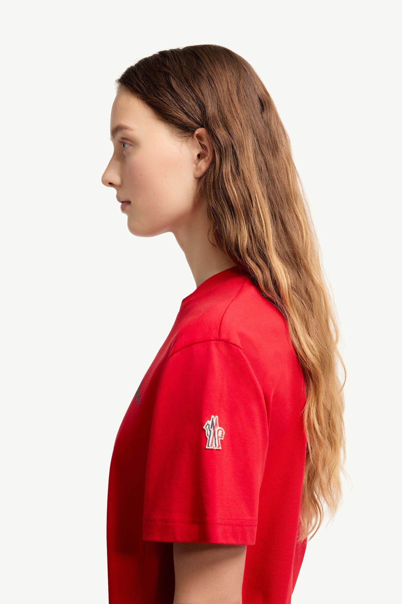 T-Shirt aus Baumwolle mit Logo Damen Rot Moncler 1