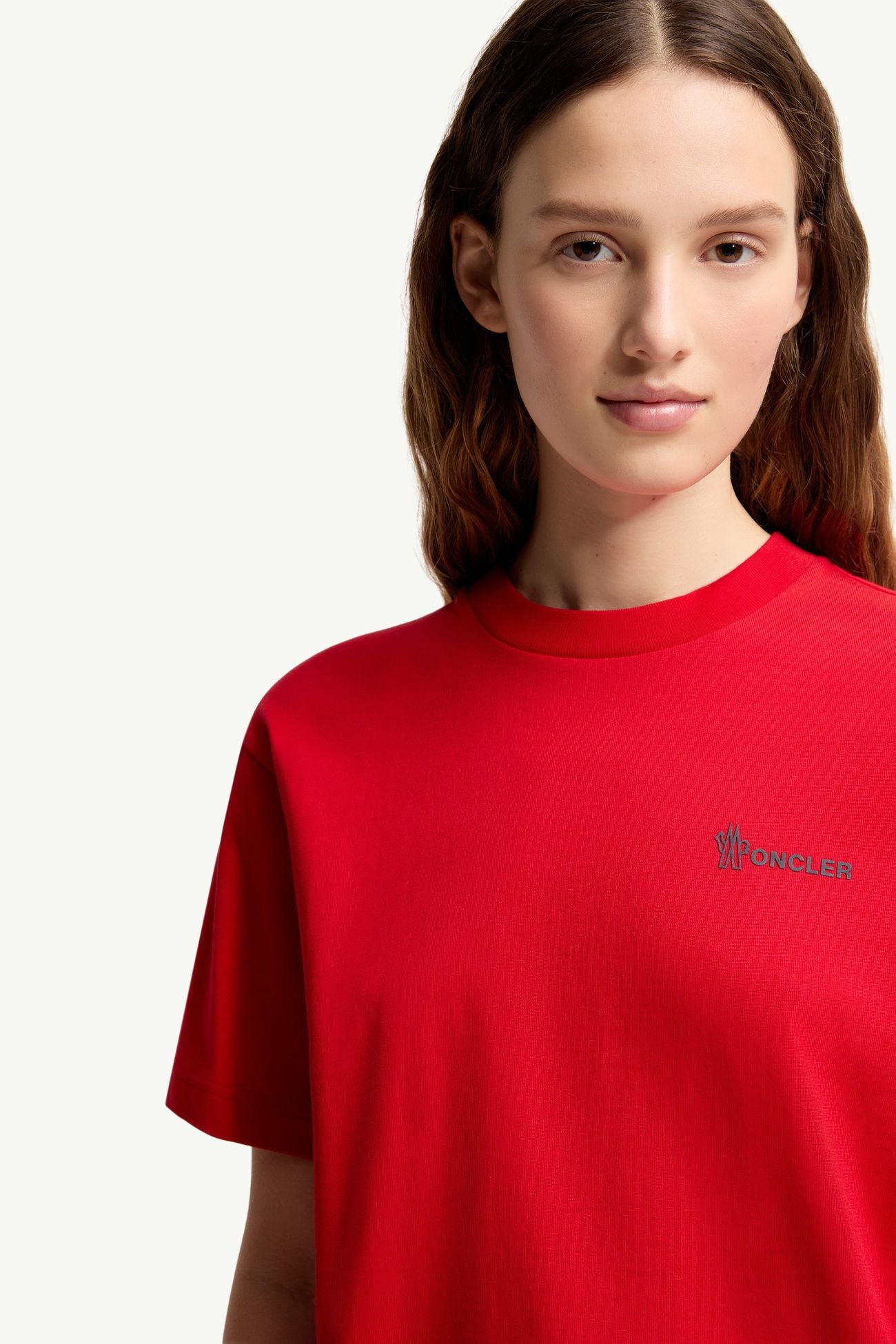 T-shirt logata in cotone Donna Rosso Moncler 5