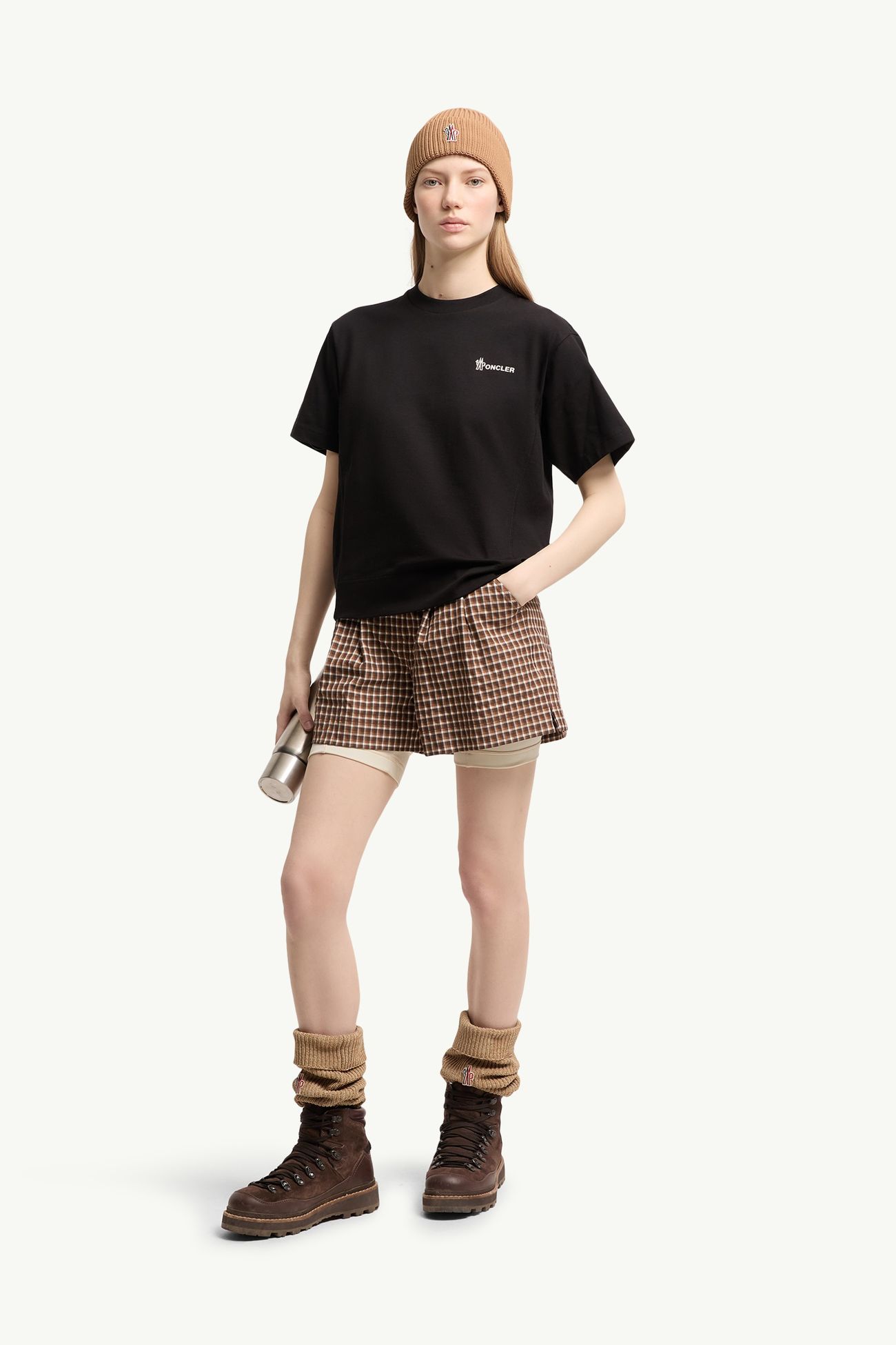 Camiseta de algodón con logotipo Mujer Negro Moncler 0