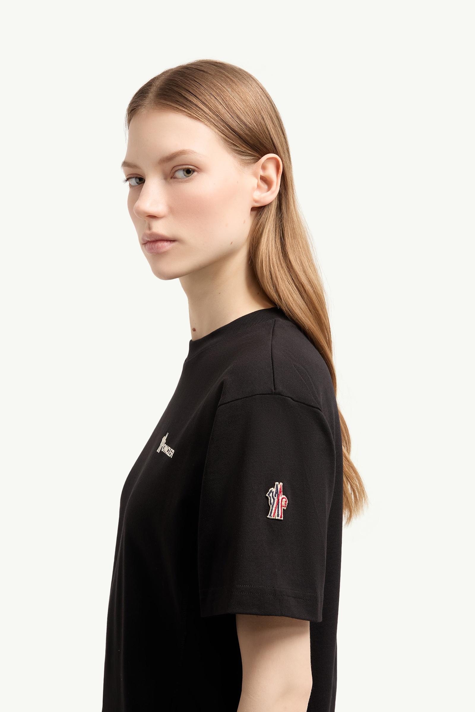 Black Logo Cotton T-Shirt - Tops & T-Shirts for Women | Moncler SG