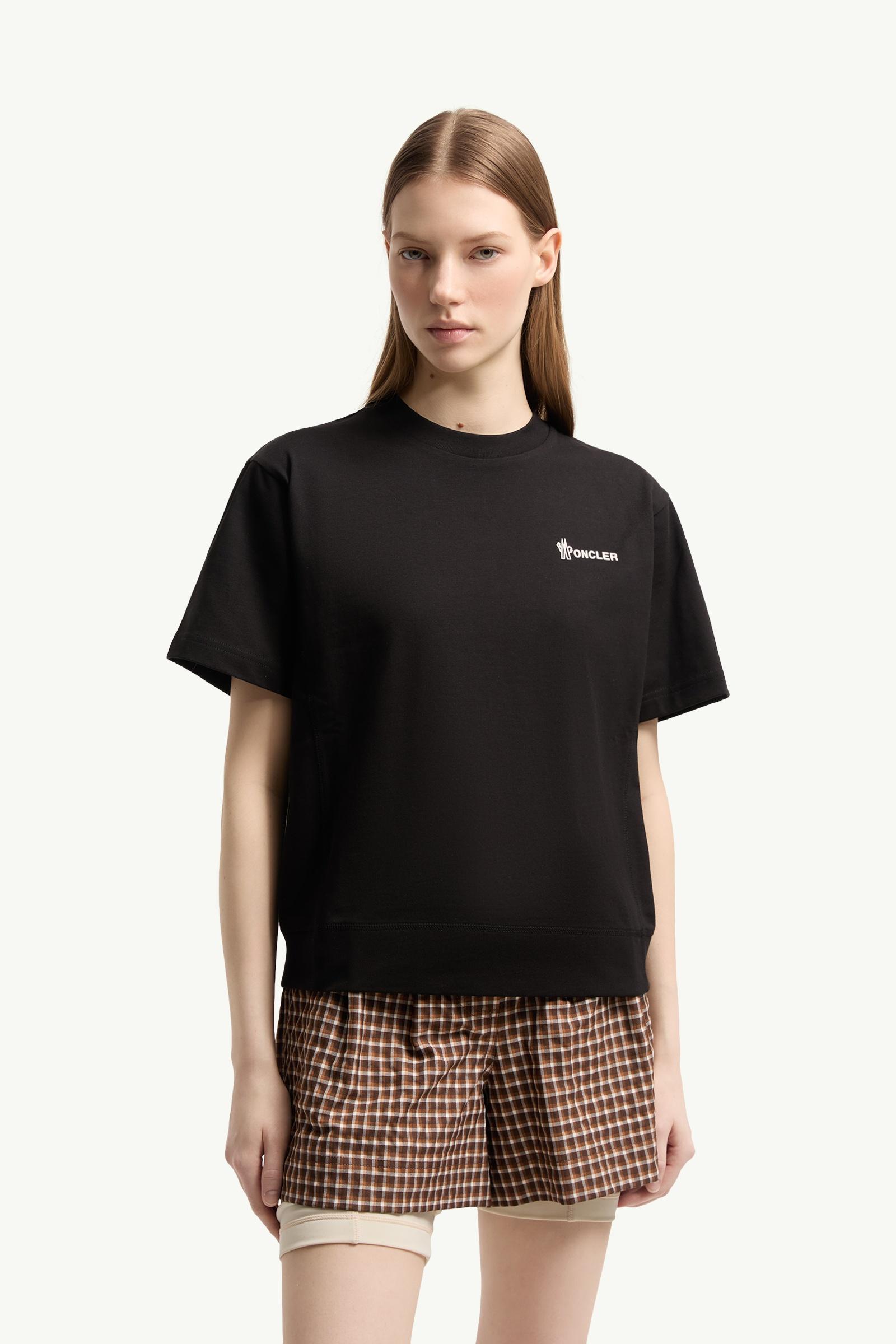 Black Logo Cotton T-Shirt - Tops & T-shirts for Women | Moncler US