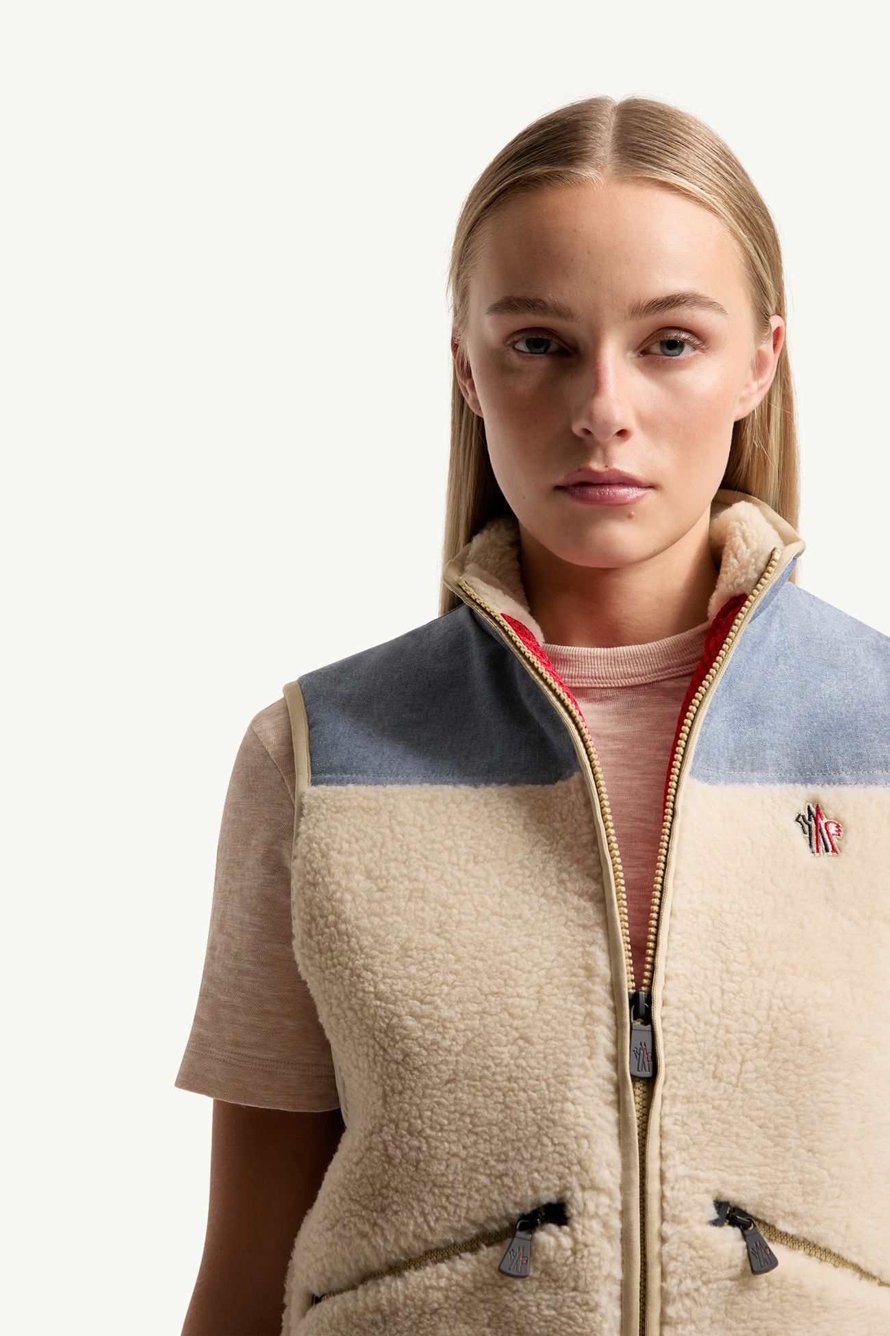 Teddy & Chambray Vest Women Light Beige Moncler 5