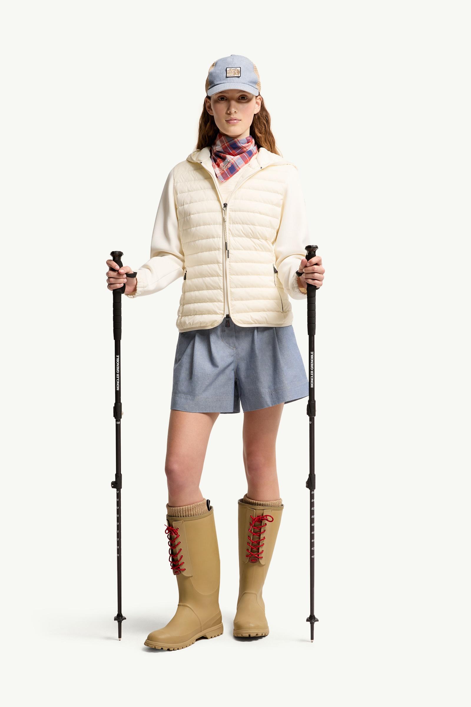 White Ivory Padded Zip-Up Hoodie - Mid-Layers for Women | Moncler US
