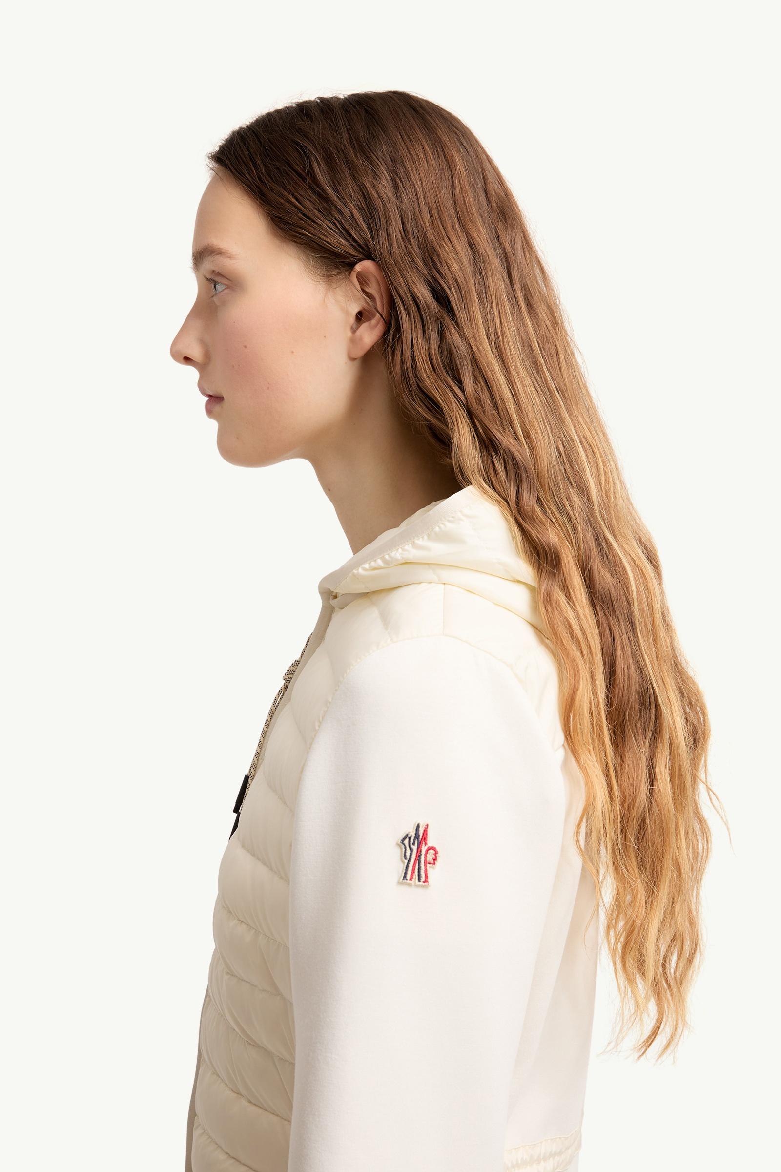 White Ivory Padded Zip-Up Hoodie - Mid-Layers for Women | Moncler US