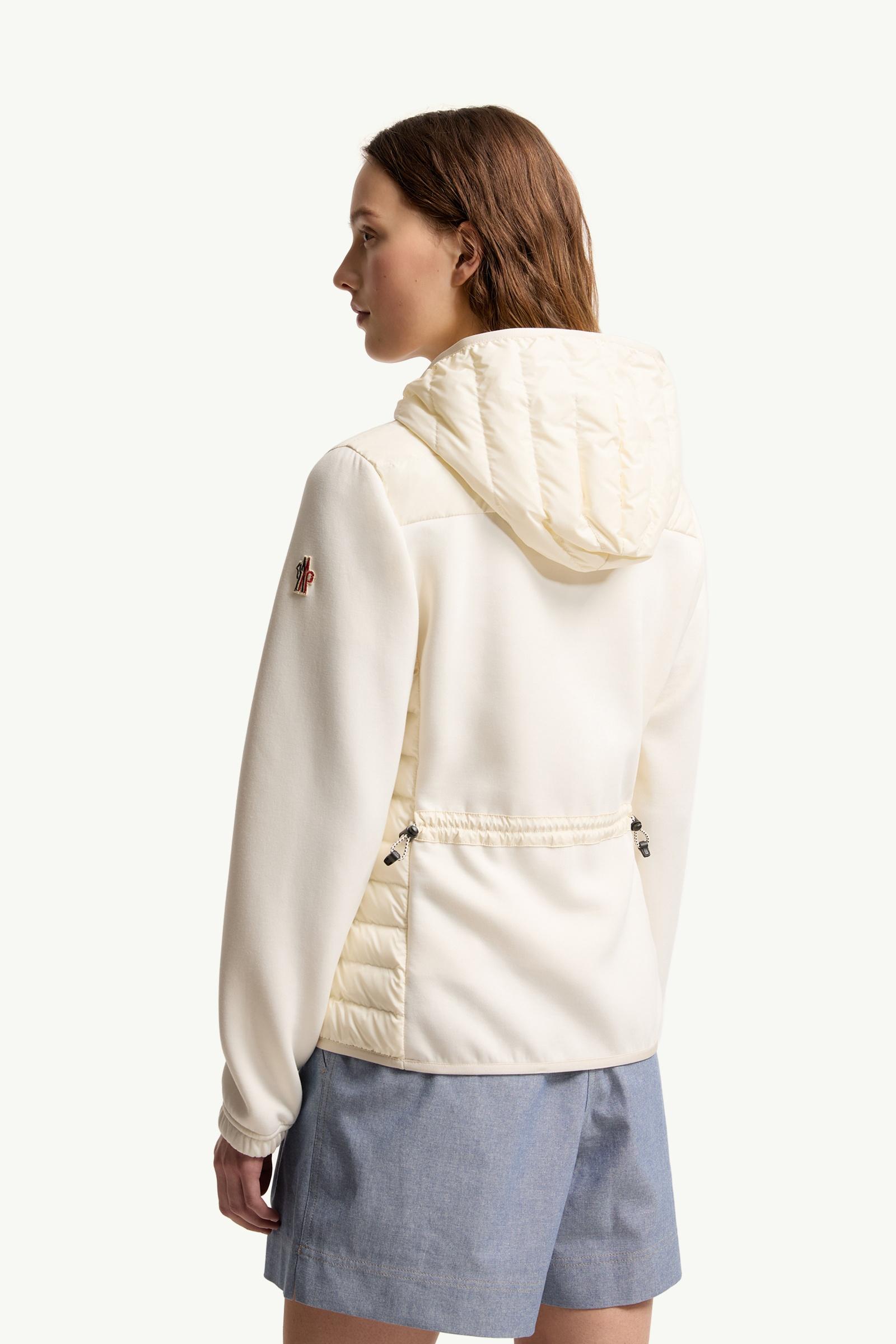 White Ivory Padded Zip-Up Hoodie - Mid-Layers for Women | Moncler US
