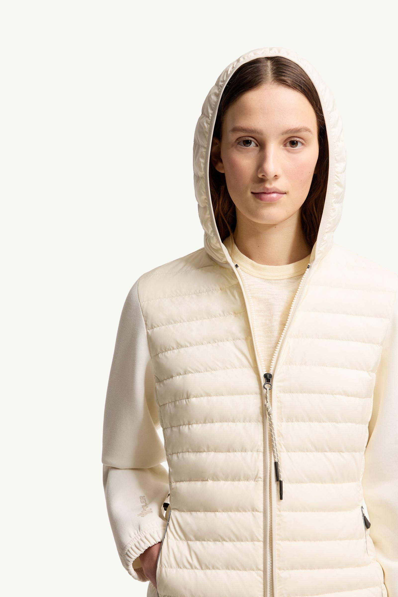 White Ivory Padded Zip-Up Hoodie - Mid-Layers for Women | Moncler US