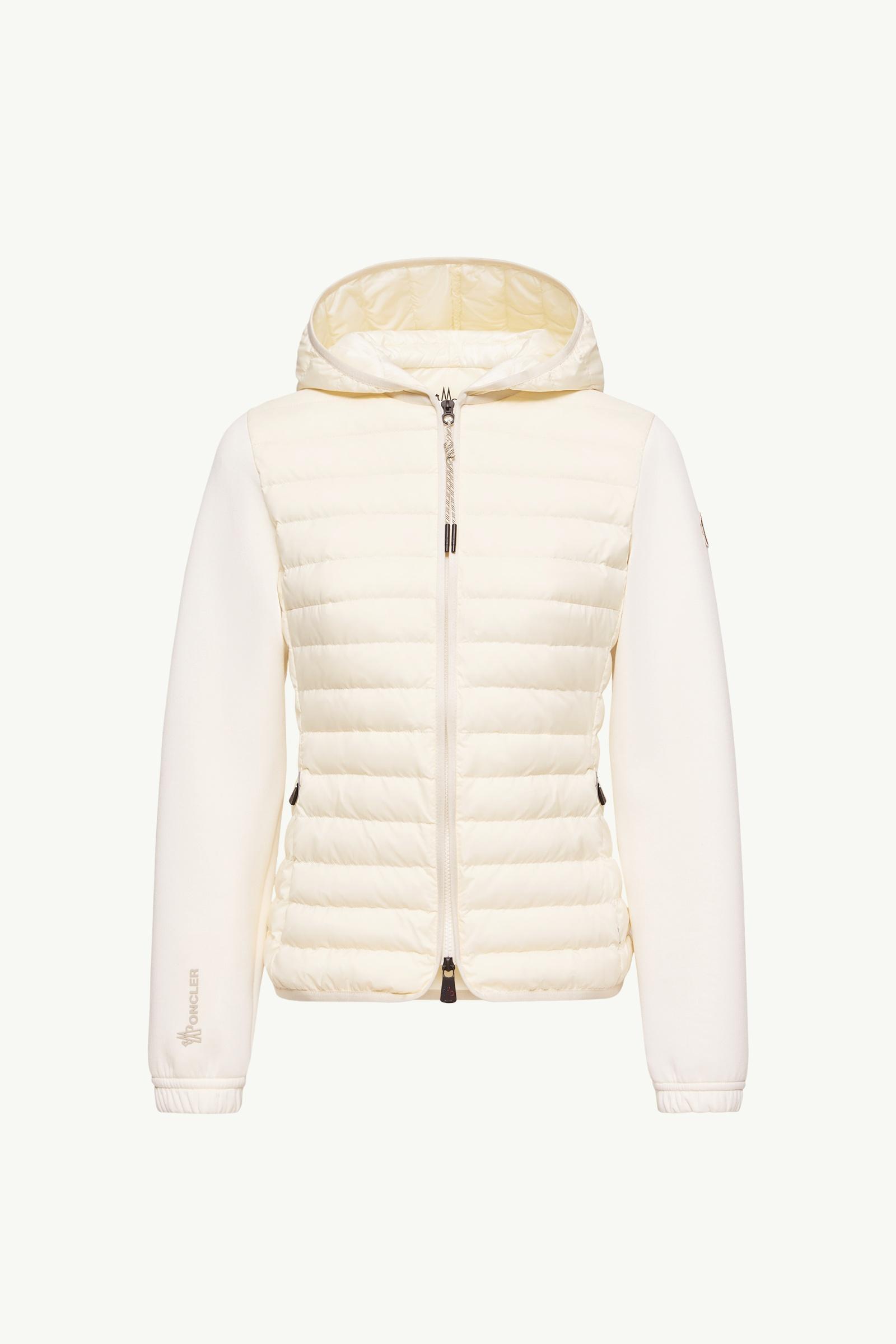 White Ivory Padded Zip-Up Hoodie - Mid-Layers for Women | Moncler US