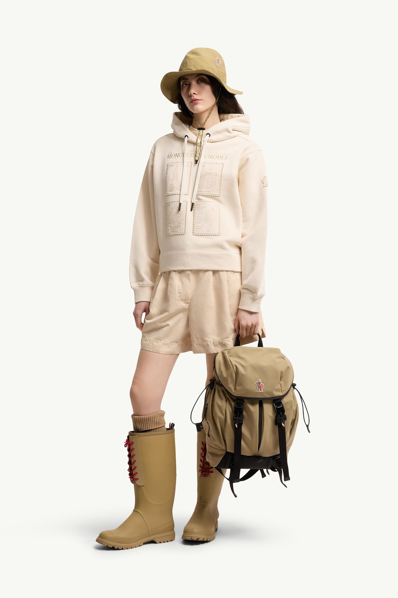 植物貼片棉質連帽衫 女士 象牙白色 Moncler 0