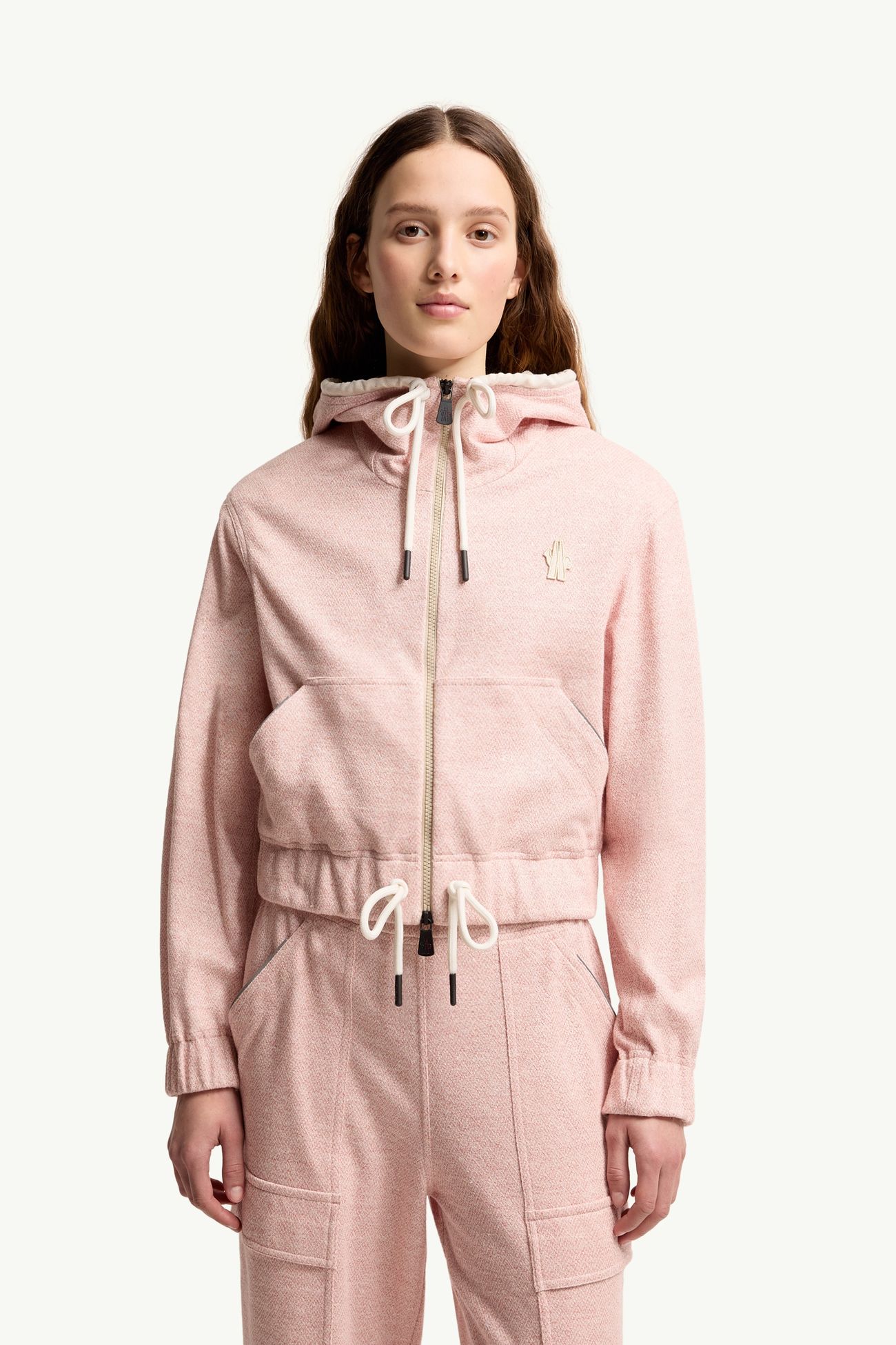 棉麻混紡拉鏈連帽衫 女士 粉紅色 Moncler 3