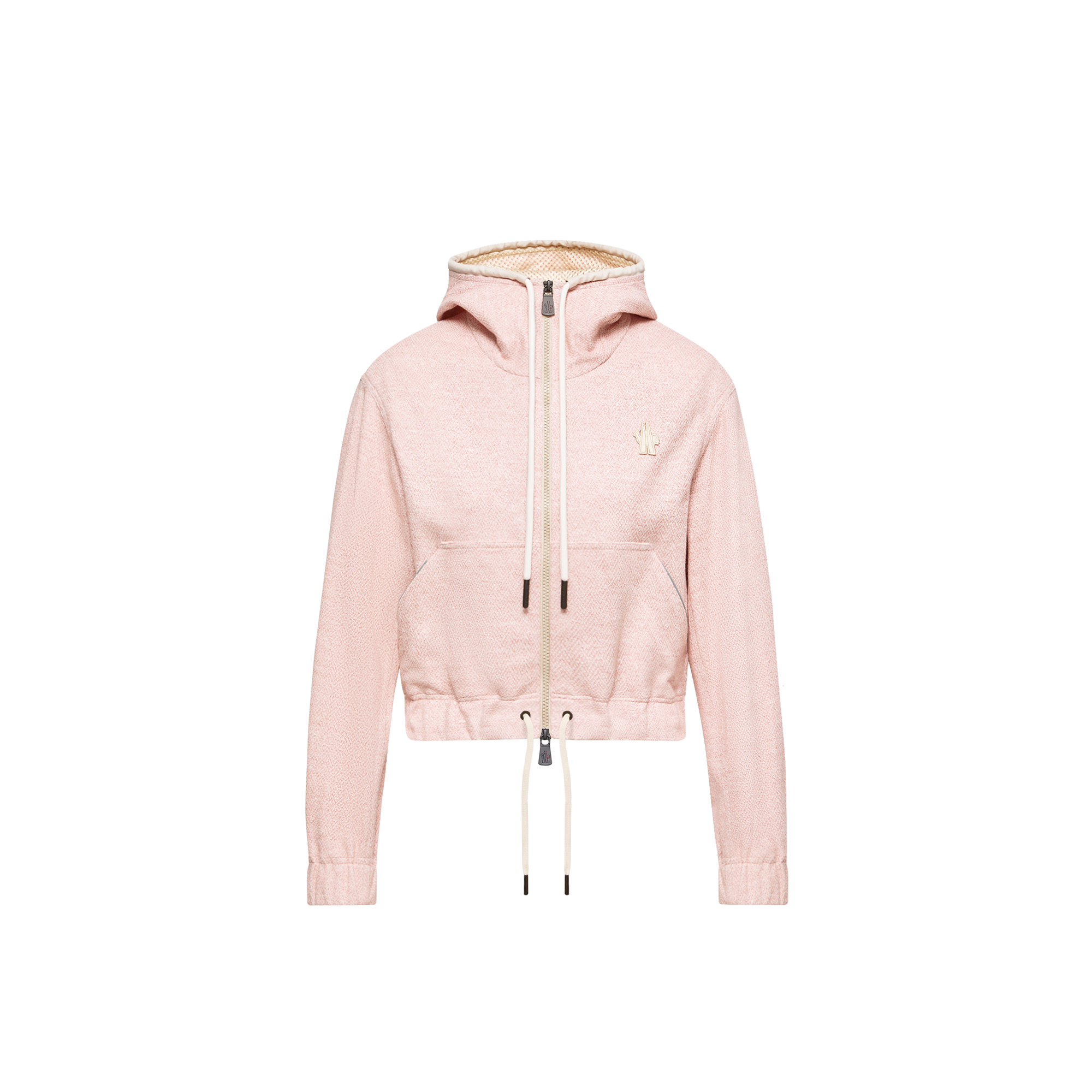 Grenoble    Linen & Cotton Blend Zip-Up Hoodie for Women in Pink, Size: M, Moncler