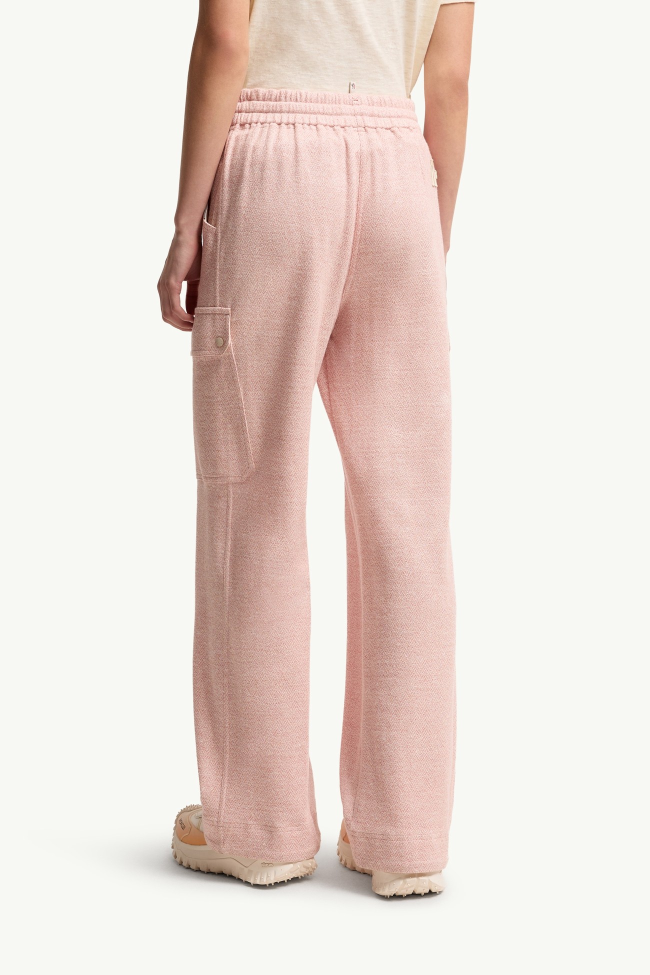 Linen & Cotton Blend Track Pants Women Pink Moncler 4