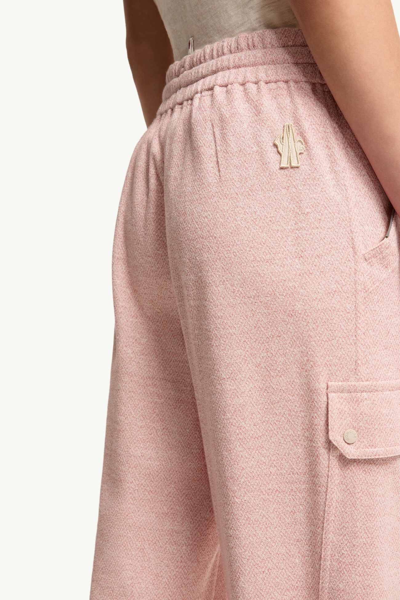 Linen & Cotton Blend Track Pants Women Pink Moncler 5