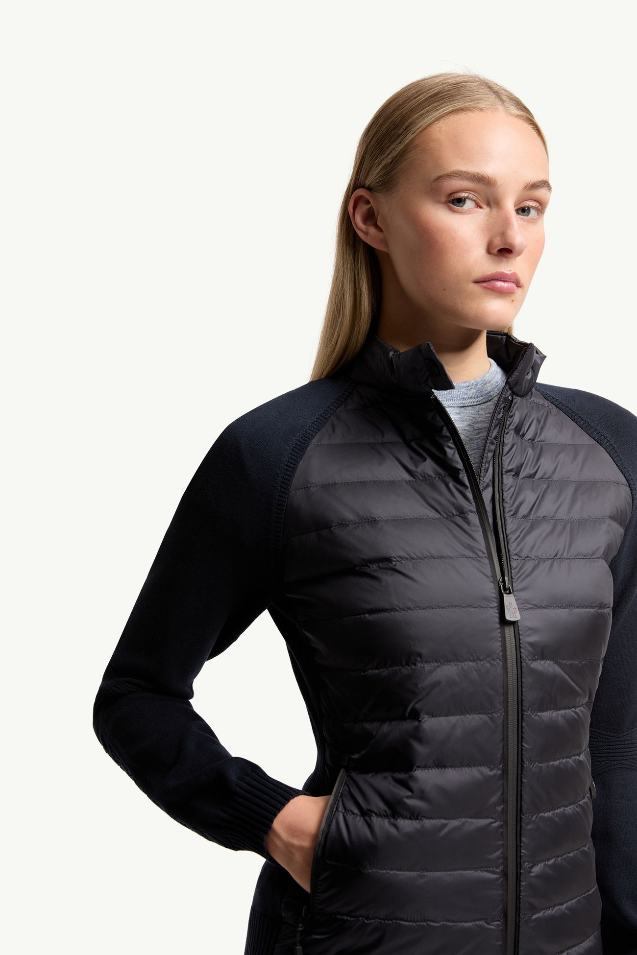 Gepolsterte Strickjacke mit Reißverschluss Damen Navyblau Moncler 5
