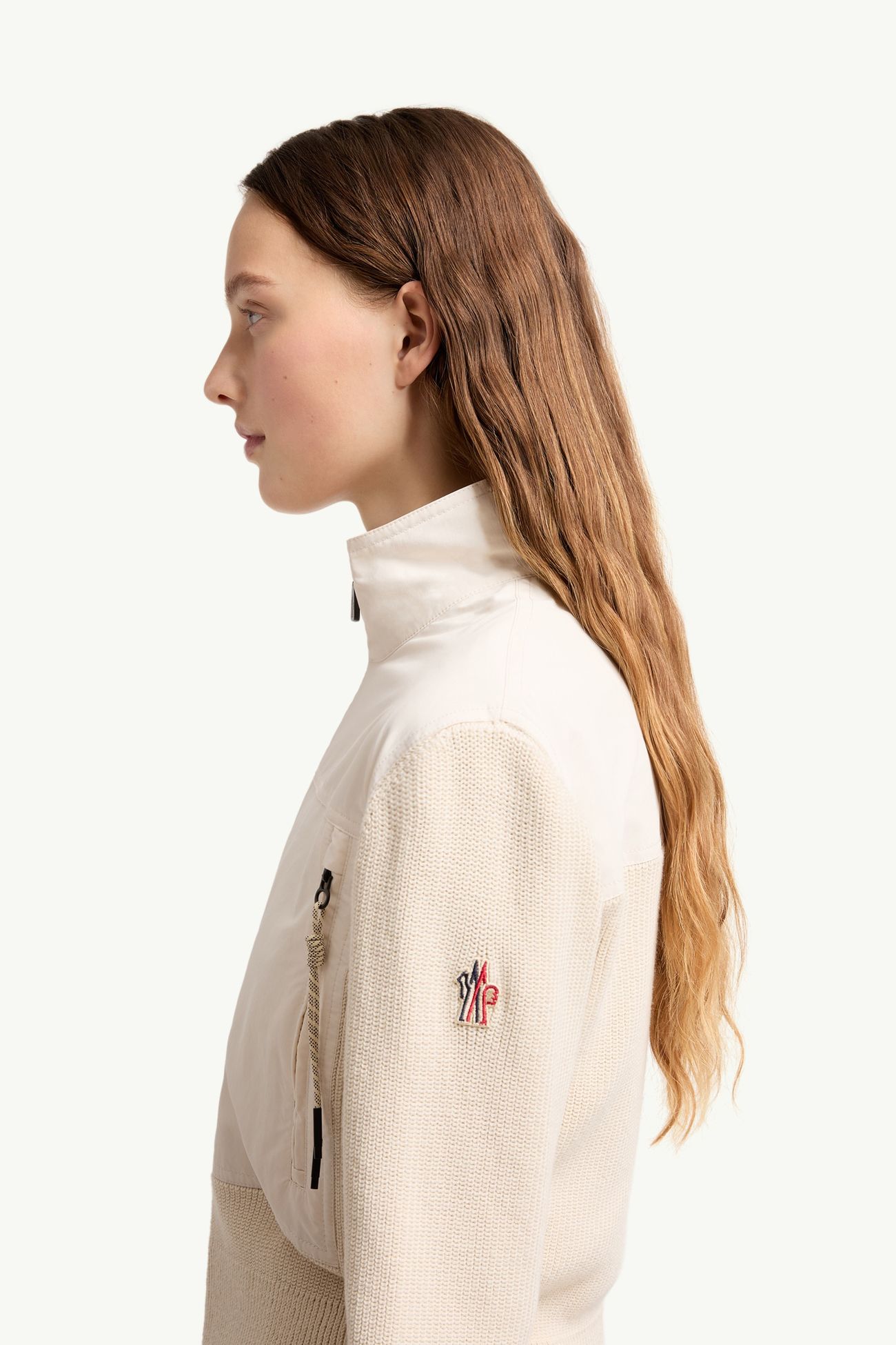 Padded Zip-Up Cotton Cardigan Women White Ivory Moncler 1