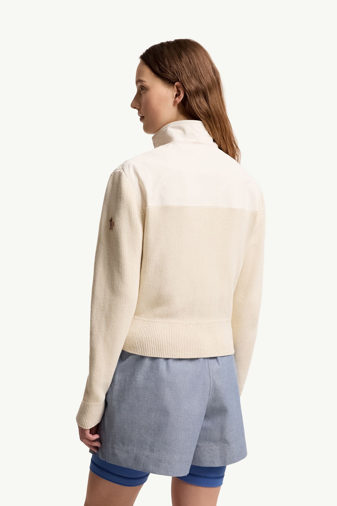 Cardigan imbottito in cotone con zip Donna Bianco Avorio Moncler 4