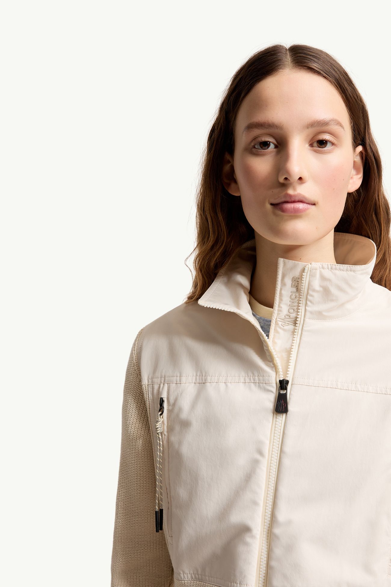 Cárdigan acolchado de algodón con cremallera Mujer Blanco Marfil Moncler 5