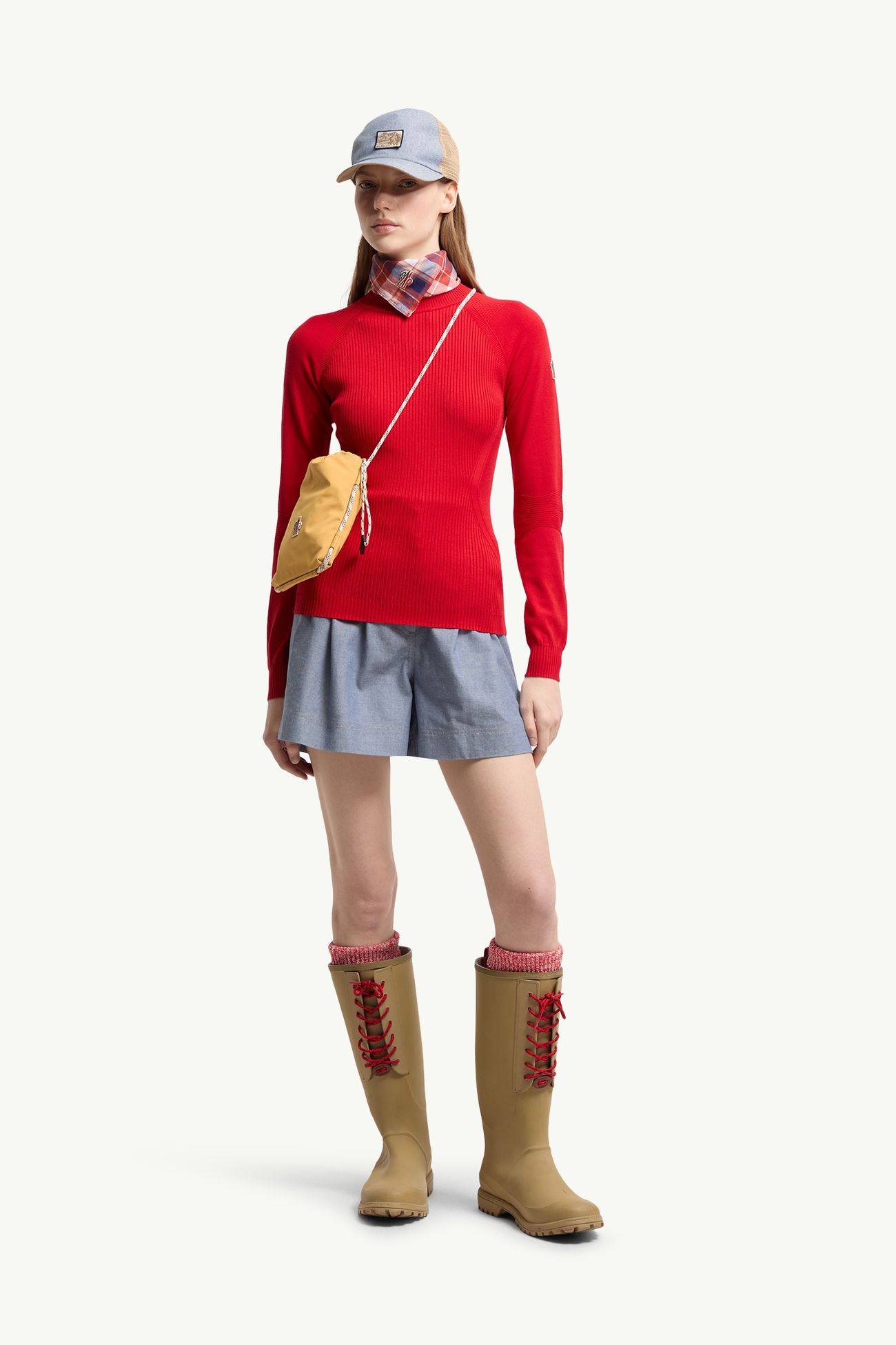 縐紗人造絲混紡毛衣 女士 紅色 Moncler 0