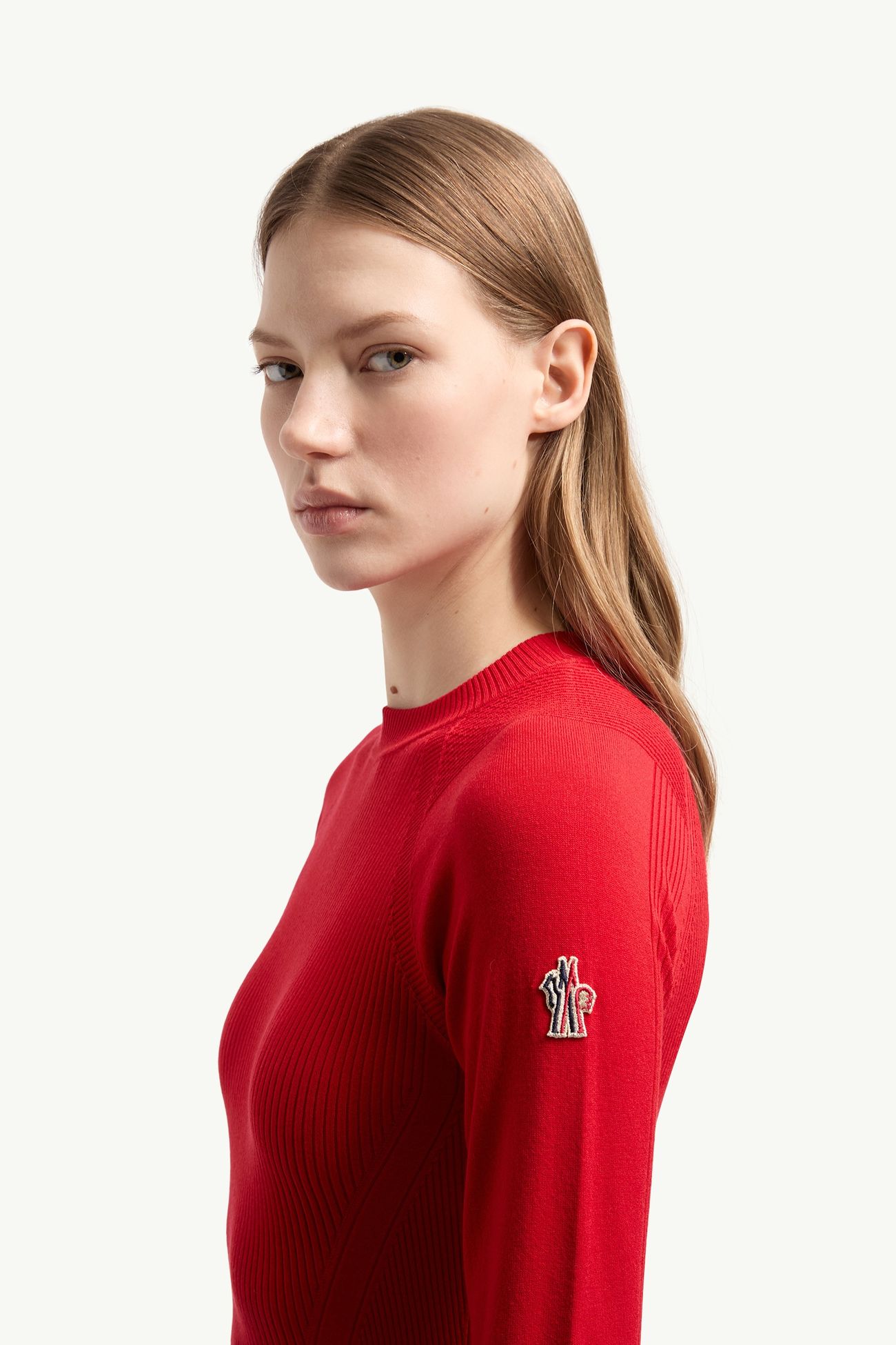 縐紗人造絲混紡毛衣 女士 紅色 Moncler 1