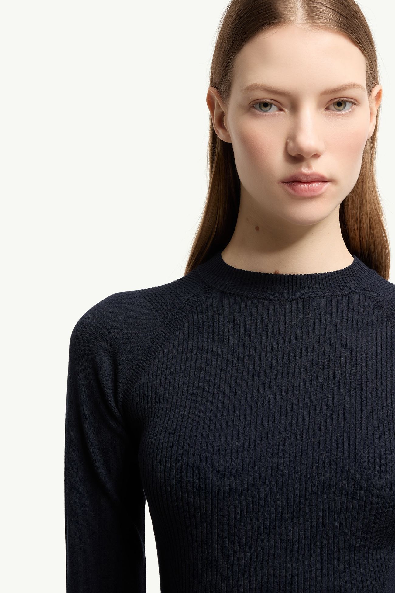 Pull en crêpe de viscose mélangée Femmes Bleu marine Moncler 5